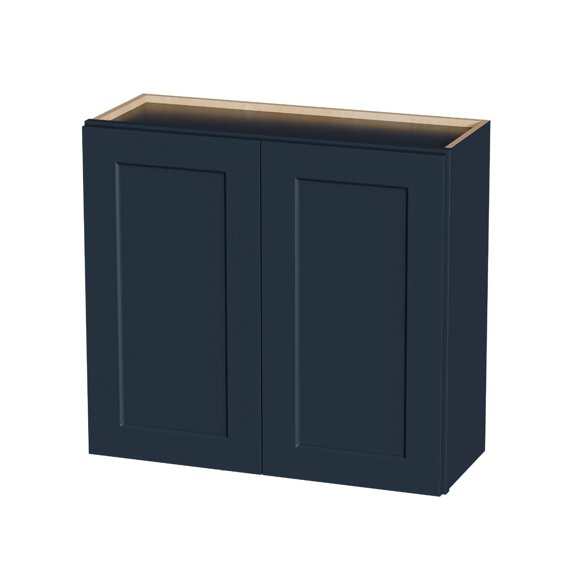 WOQWOQ 33in-W x 12in-D x 30in-H Wall Cabinet Solid Wood with 2 Adjustable Shelves Navy Blue