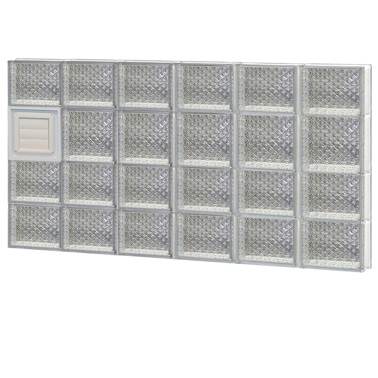 REDI2SET D4826DP Diamond Glass 46-1/2-in x 25-in Frameless Replacement Dryer vent Glass Block Window