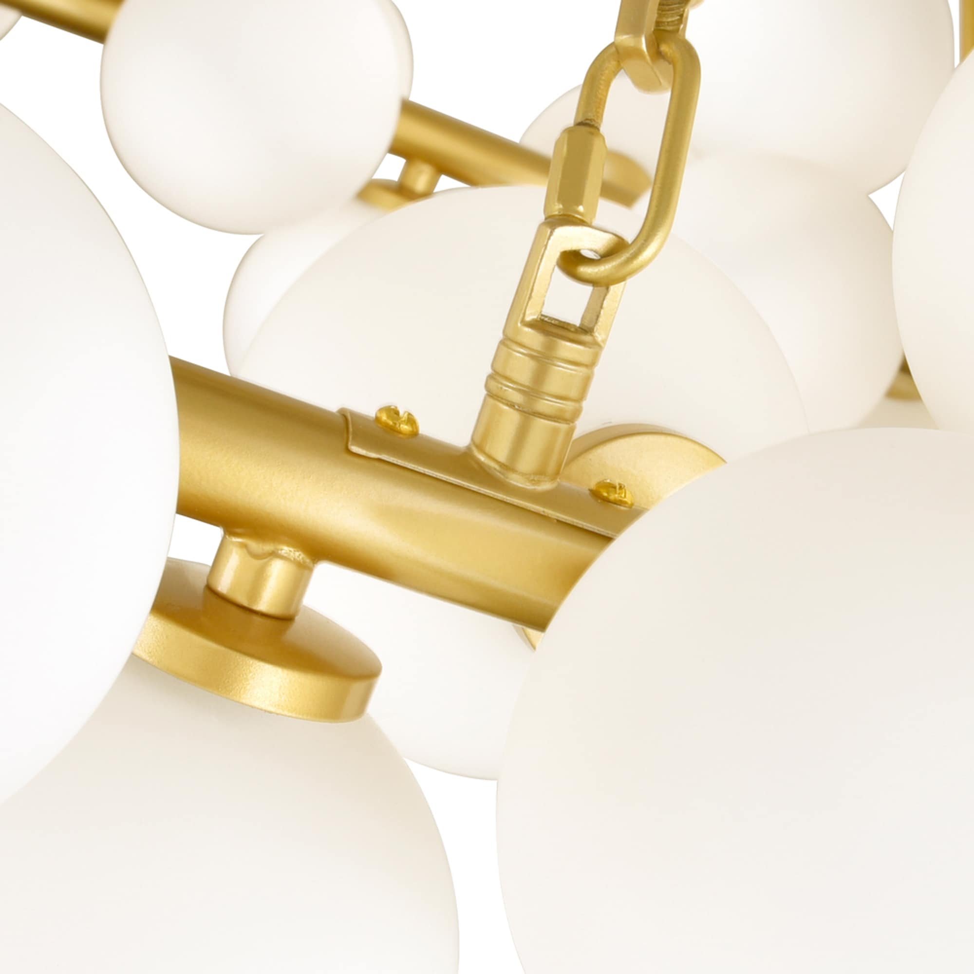 Arya Satin Gold Oversized Crystal Chandelier with Frosted Glass Spheres