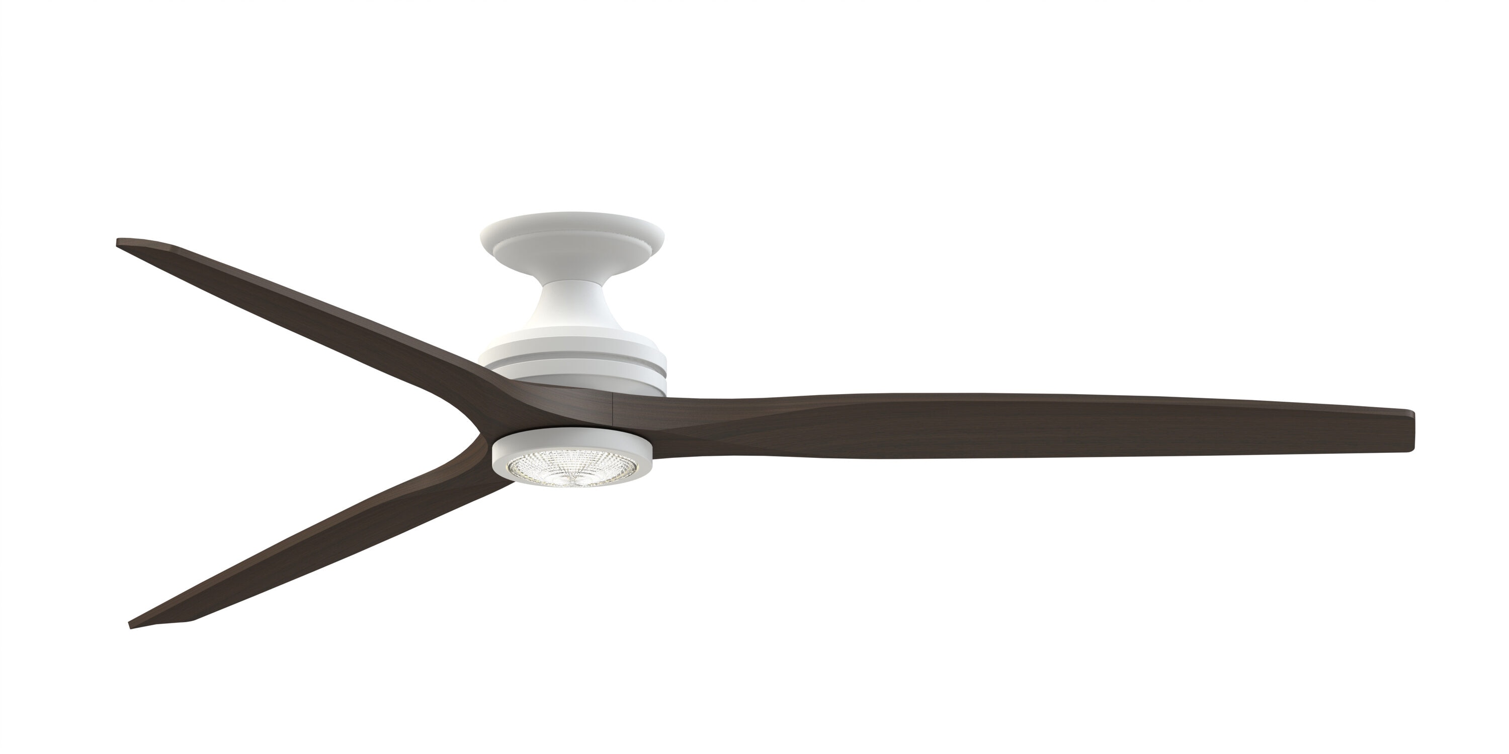 Fanimation FPD6721BMW-72DWALKF Spitfire 72-in Color-Changing Integrated LED Outdoor Flush Mount Smart Matte White with Dark Walnut Blades Propeller Ceiling Fan With Light - Remote Included ( 3 -Blade )
