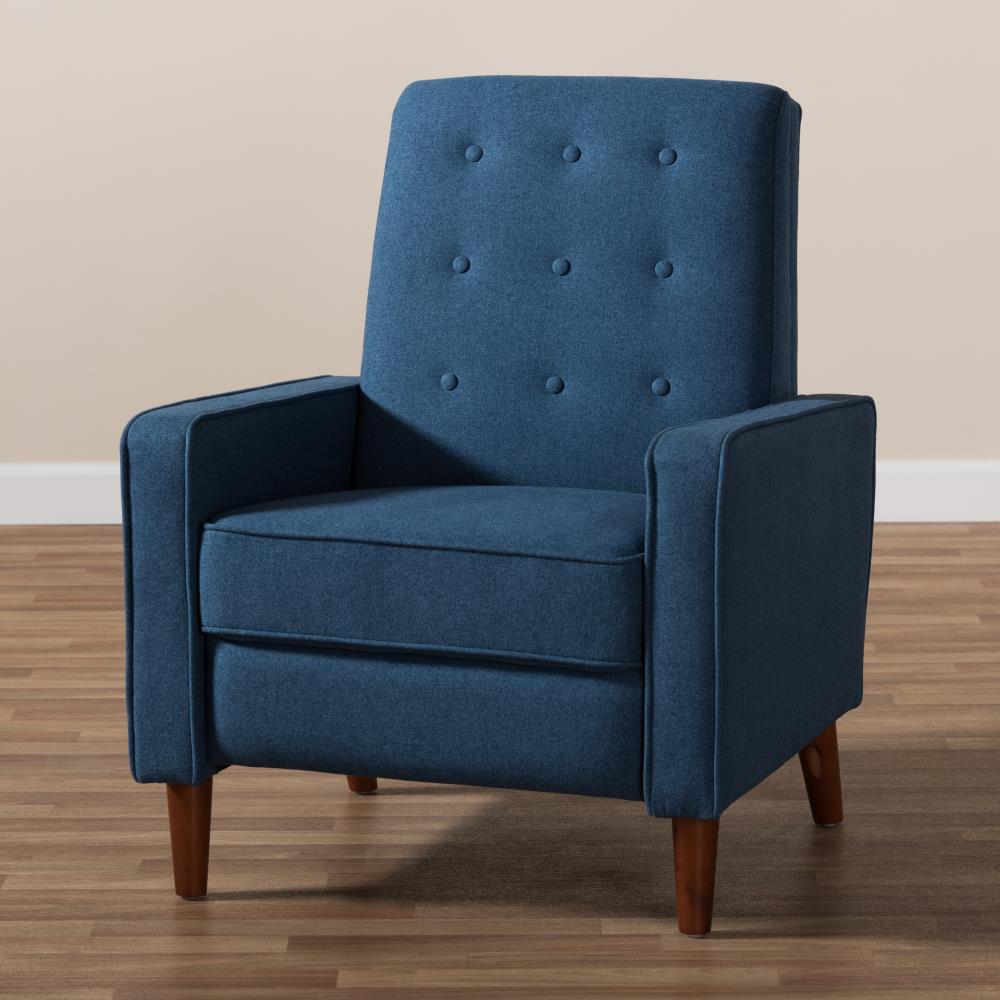 Baxton Studio Mathias Blue Linen Upholstered Tufted Zero Gravity