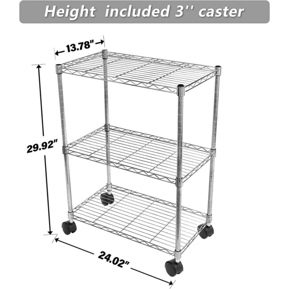 SimpleLUX Steel 3-Tier Additional Shelf (24.02-in W x 13.78-in D x 20 ...
