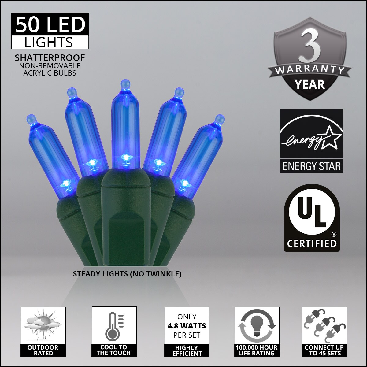 Wintergreen Lighting 74553 Christmas-String-Lights - View #3