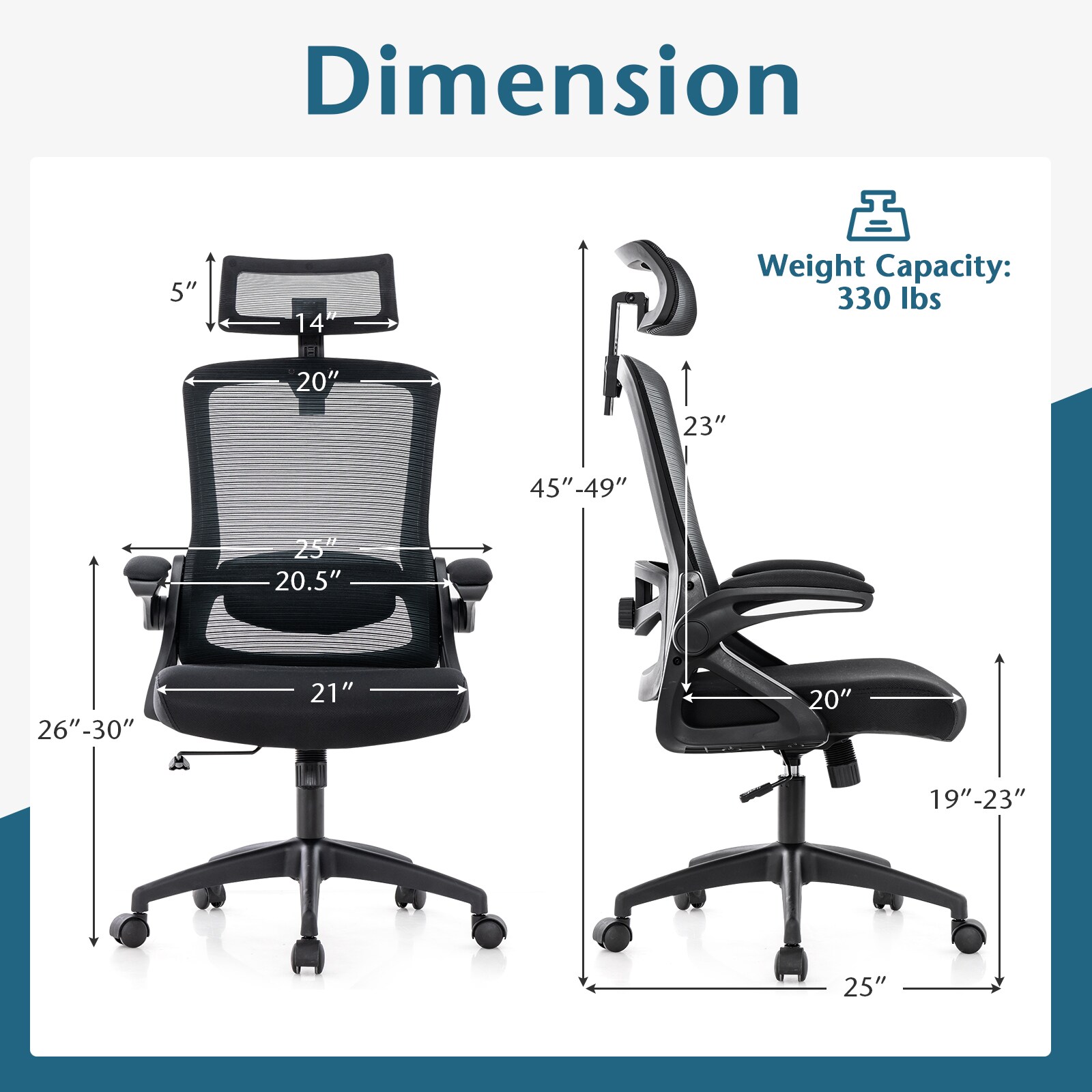 SUGIFT Ergonomic Adjustable Headrest Flip-Up Armrests 2.5-in Lift 1-in ...