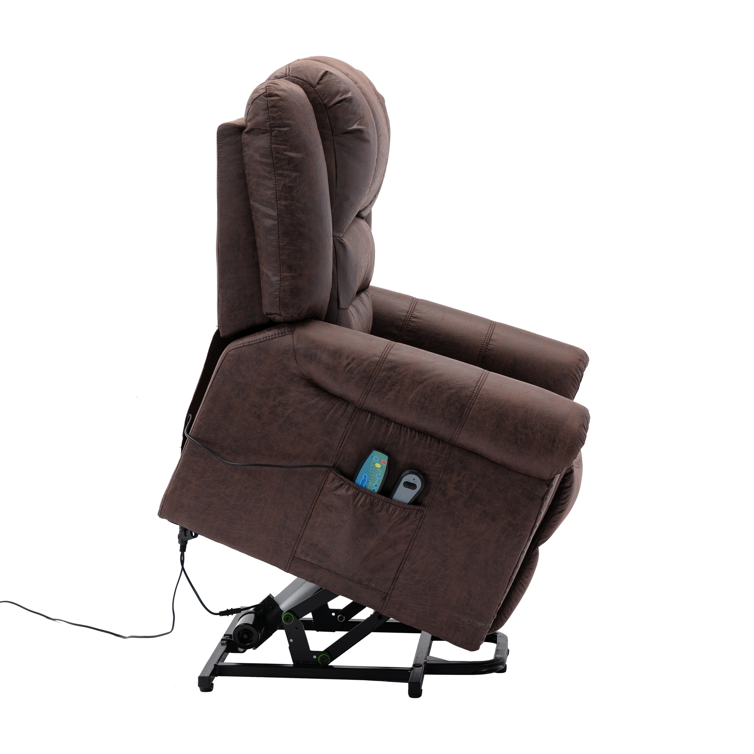 CASAINC Chocolate Polyester Upholstered Powered Reclining Massage Chair ...