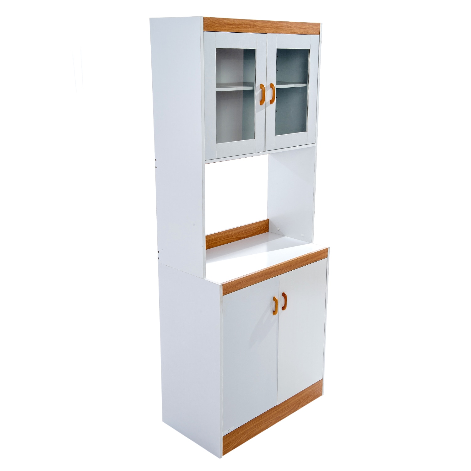 Home Source Industries Contemporary/Modern White and Walnut Kitchen Hutch  with Wine Storage in the Dining & Kitchen Storage department at