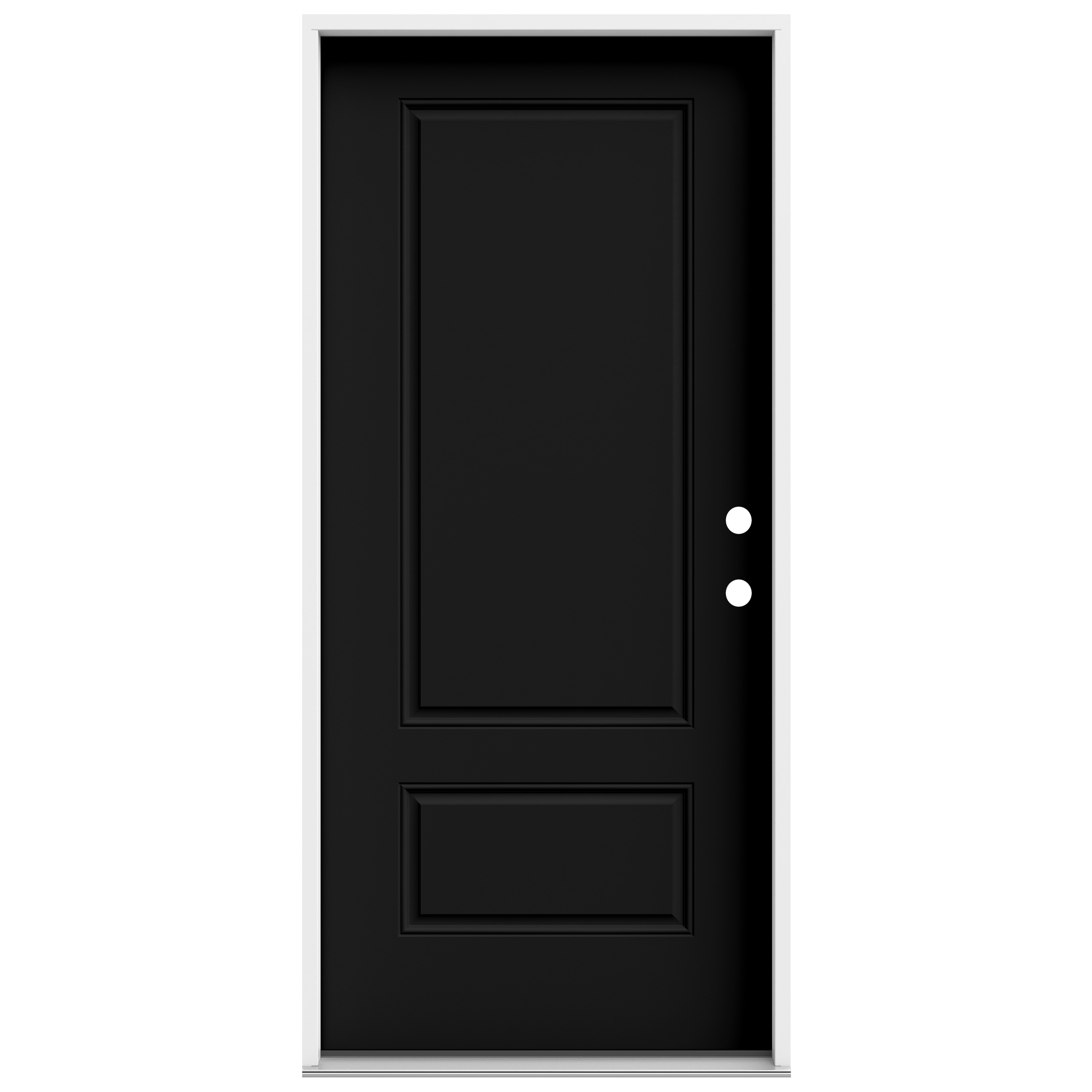 JELD-WEN LOWOLJW249900005 36-in x 80-in x 4-9/16-in Steel No glass Left-hand inswing Black Painted Prehung Front Door Insulating core