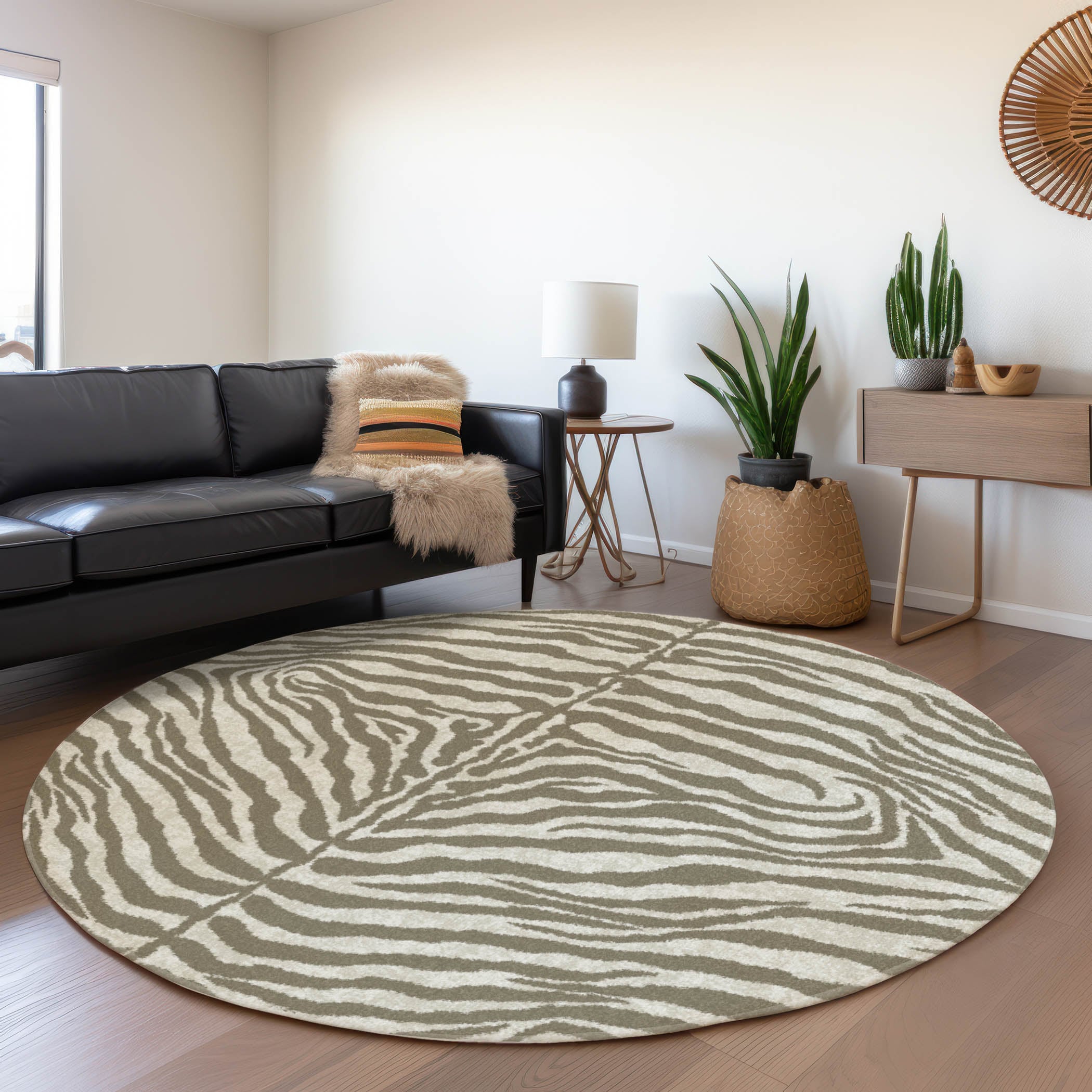 Addison Rugs AMF42TA8RO Mayfield AMF42TA 8 x 8 (ft) Loomed Polyester Taupe Round Indoor Abstract Machine washable Area rug
