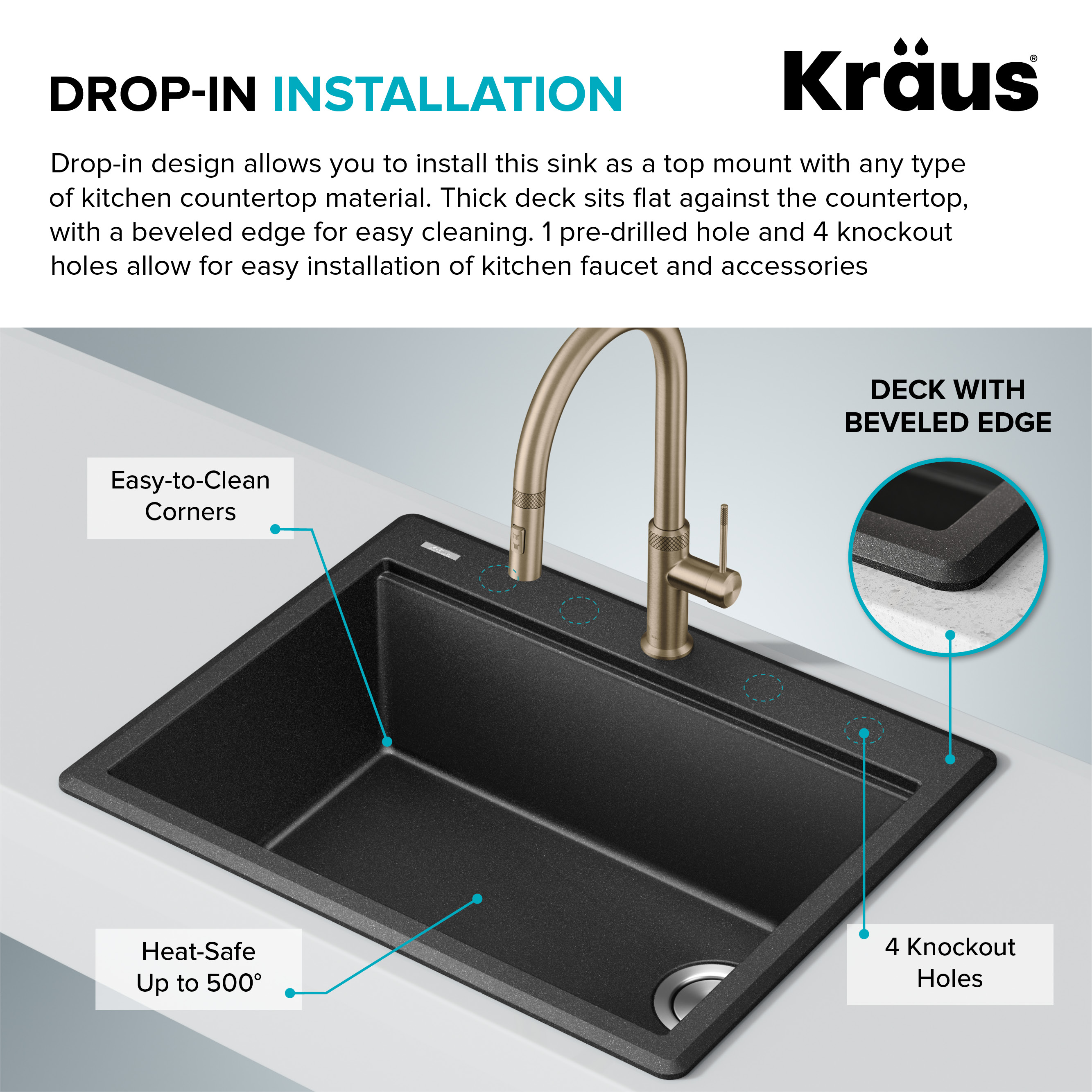 Kraus 12.75-in x 20.5-in Silicone Sink Mat at