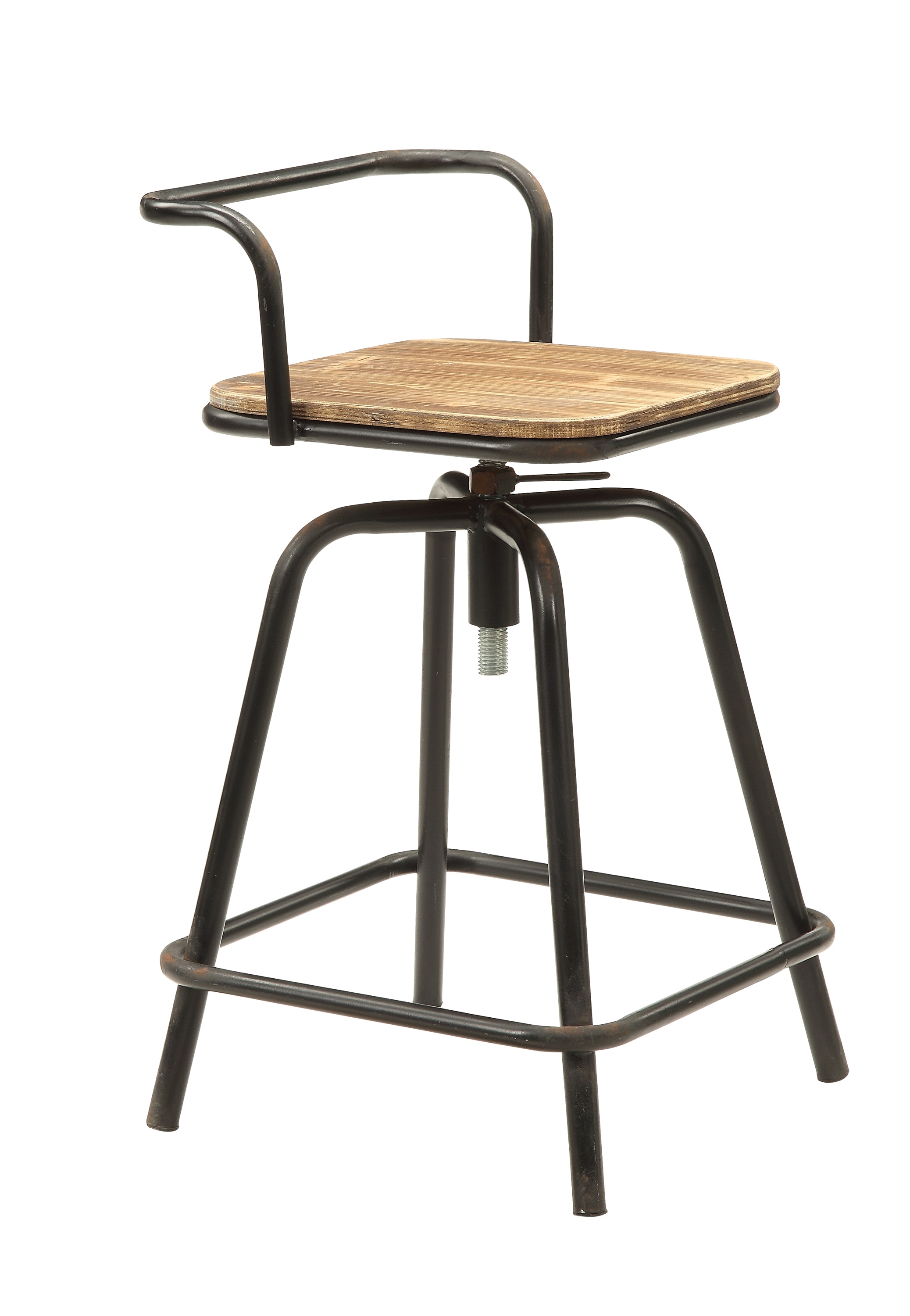 4D Concepts 162005 Urban Weathered Wood and Black Rustic Bar Table, Wood with Black Metal Base 39.37-in L x 34.25-in H