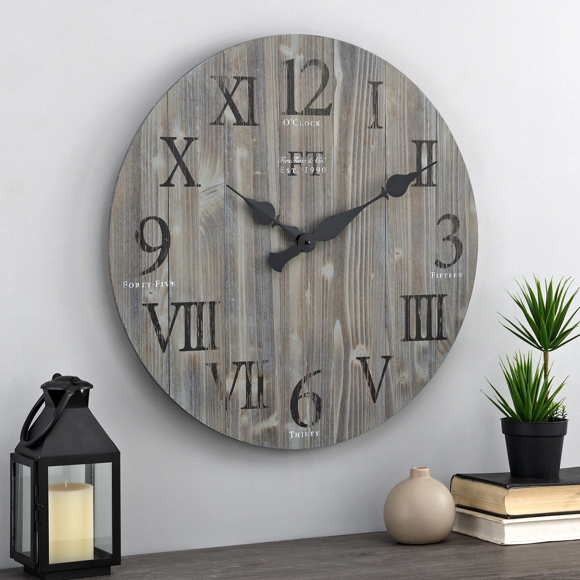 FirsTime Analog Round Floor Rustic in the Clocks department at
