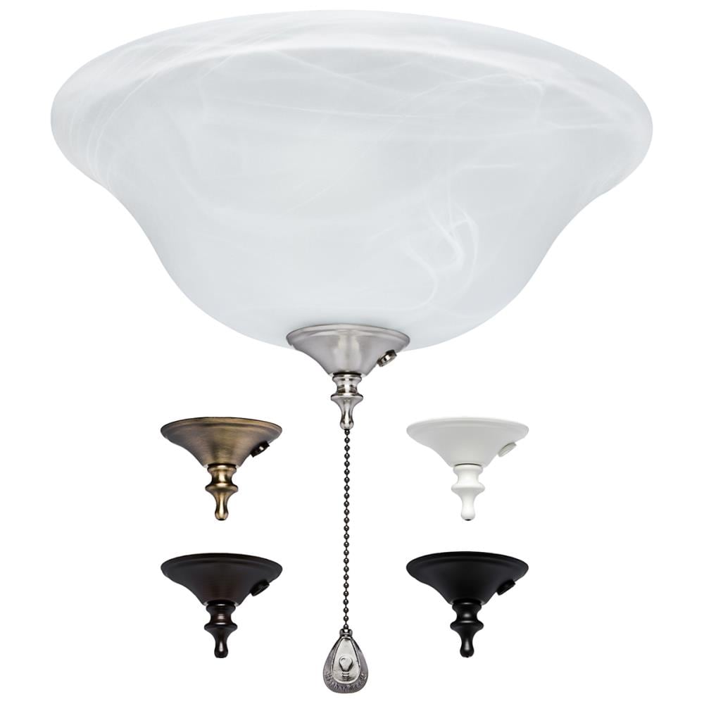 Antique Brass And Alabaster Glass 3 Light Convertible Chandelier/Fan Light Kit 
