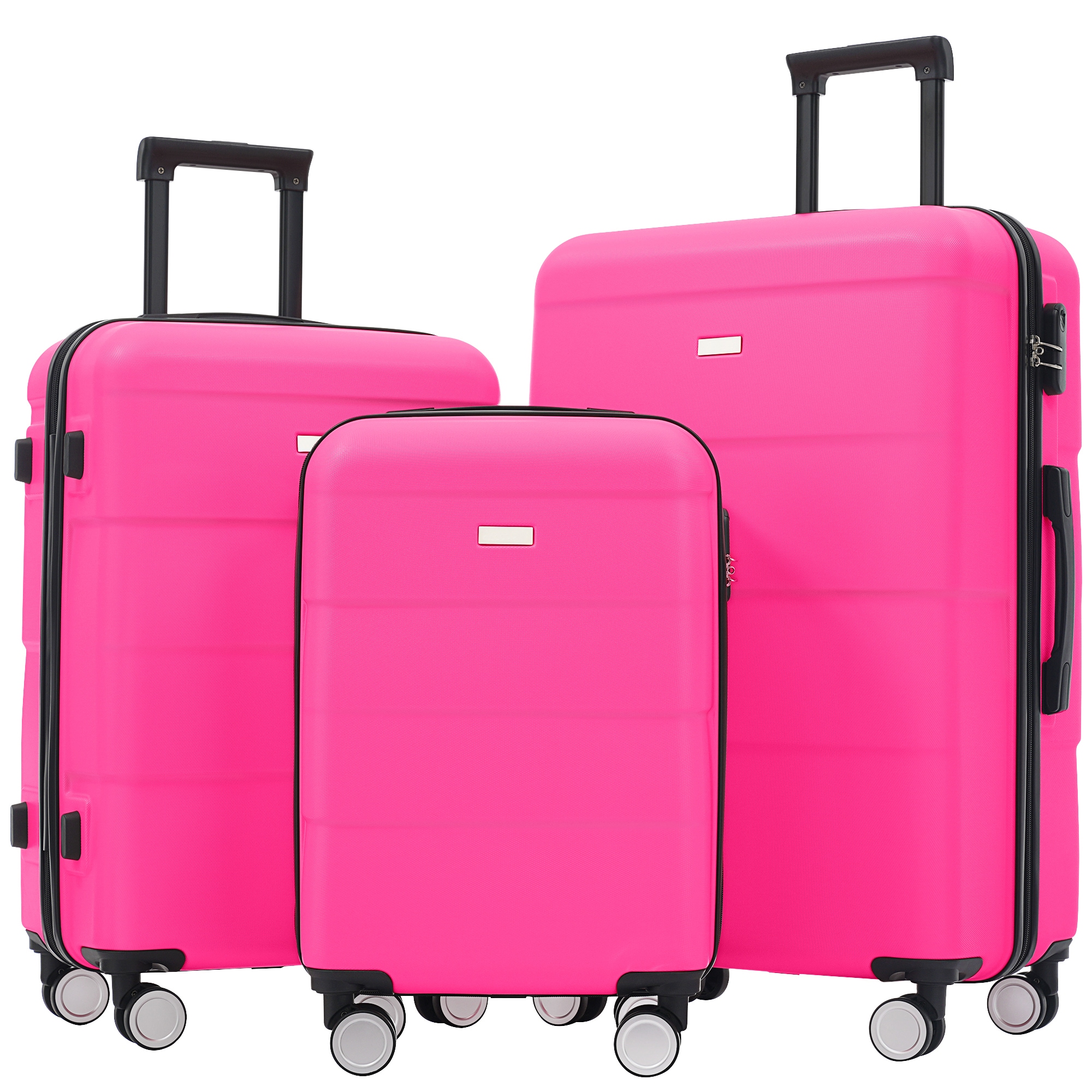 SINOFURN SYD9400019RD 18.1x11.6x29.5 Pink Plastic Hardshell Suitcase set 3 -Bag