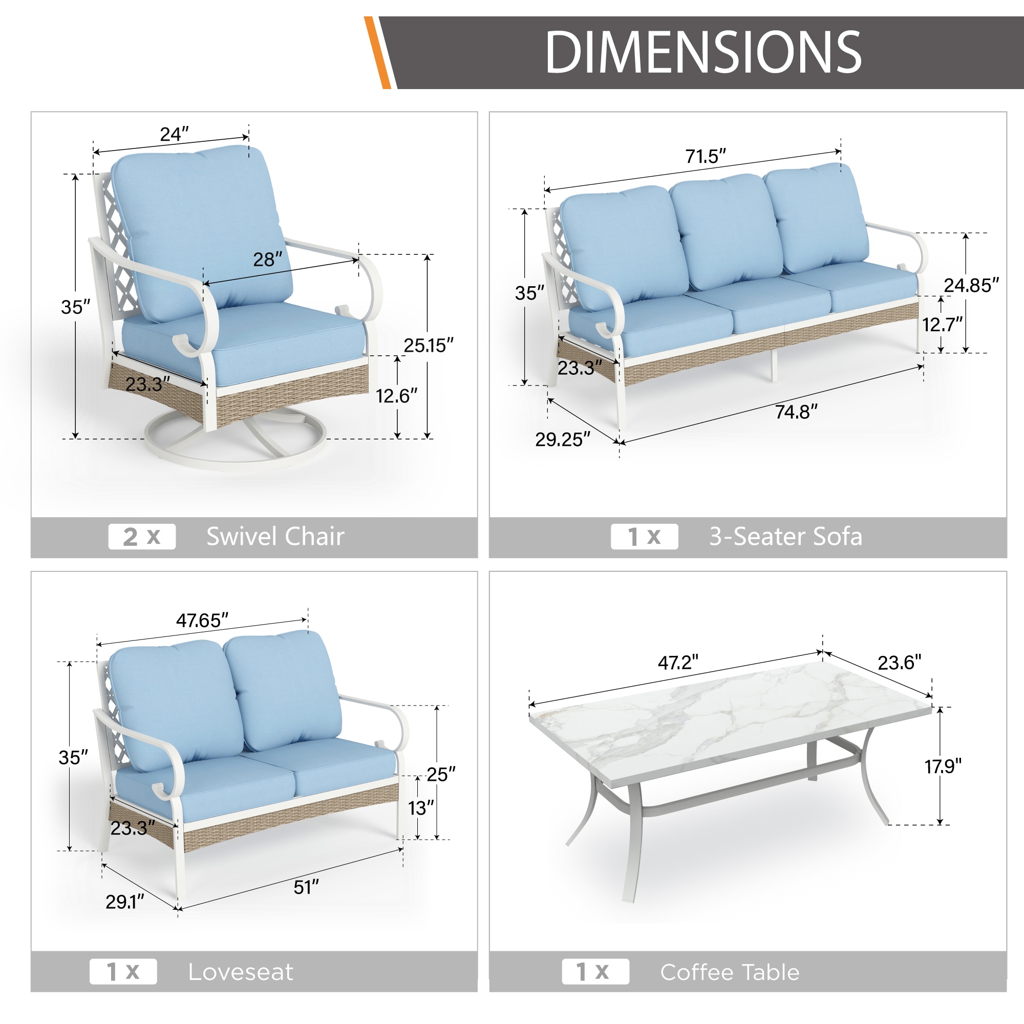 Sunshine Valley CP002-09-7-BL Patio-Conversation-Sets - View #8