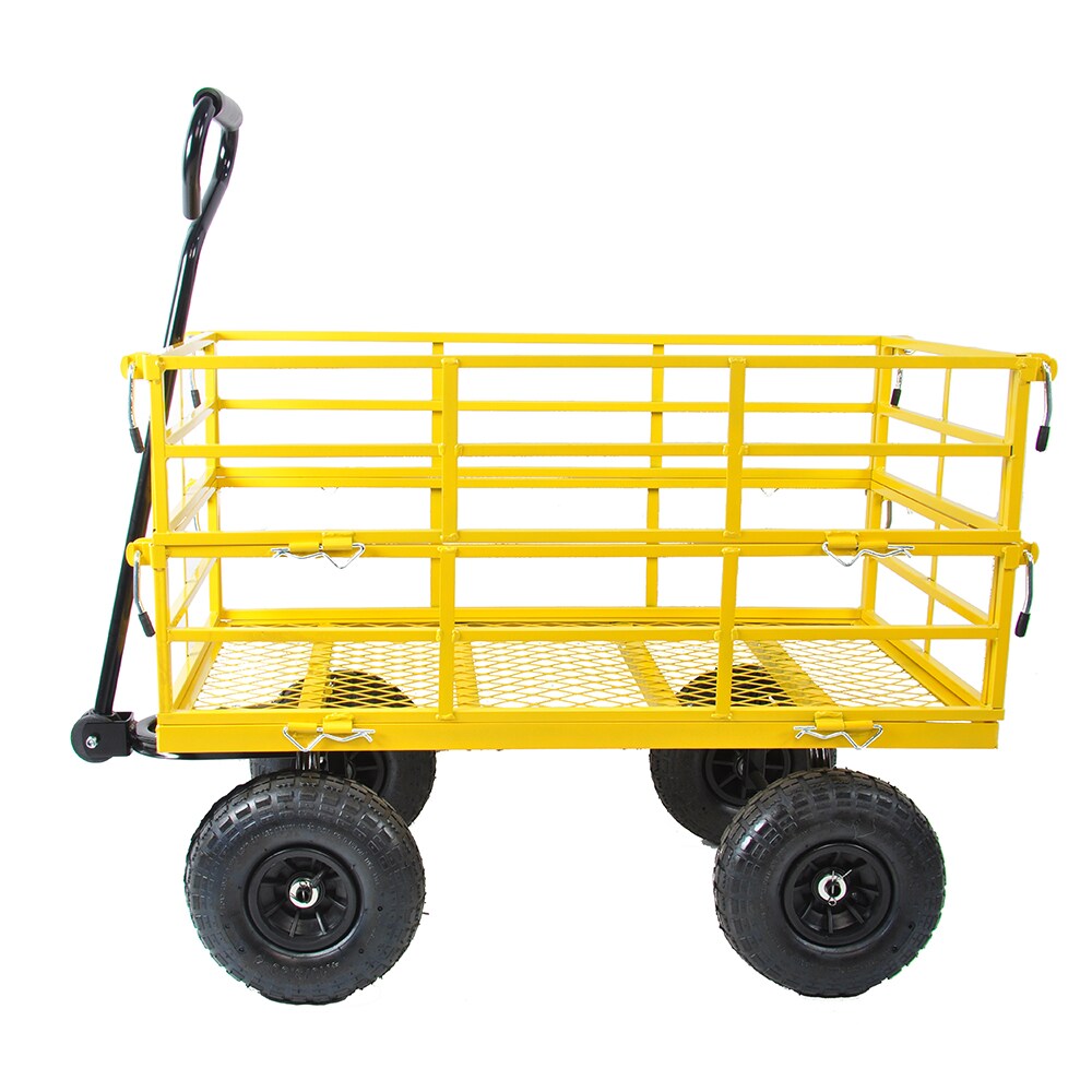 Sunrinx Yellow Steel Wagon Cart with 10-in Pneumatic Tires, 550 lbs ...