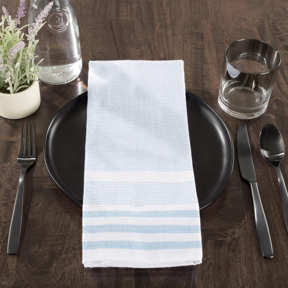 Kitchen Towels- Set of 8- 16x28- Absorbent 100 Percent Cotton Hand Towel-  4 Colors of Modern Farmhouse Multi Stripes for Drying by Hastings Home