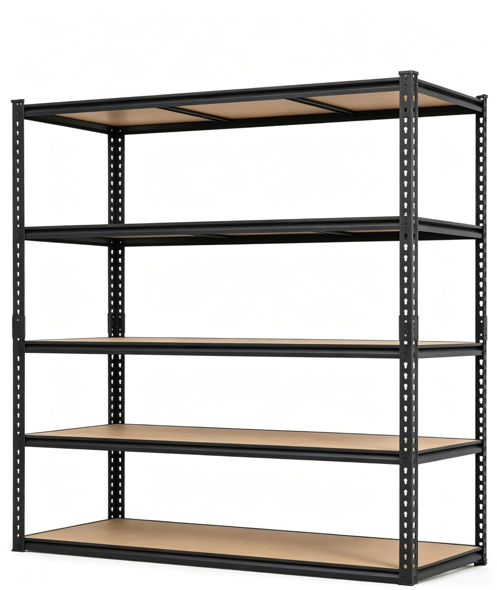 DEXSO 72 x 48 x 24 Inch 5 Tier Heavy Duty Freestanding Metal Shelving Unit Adjustable Garage Storage Rack 2500 Lbs Black Matte Finish