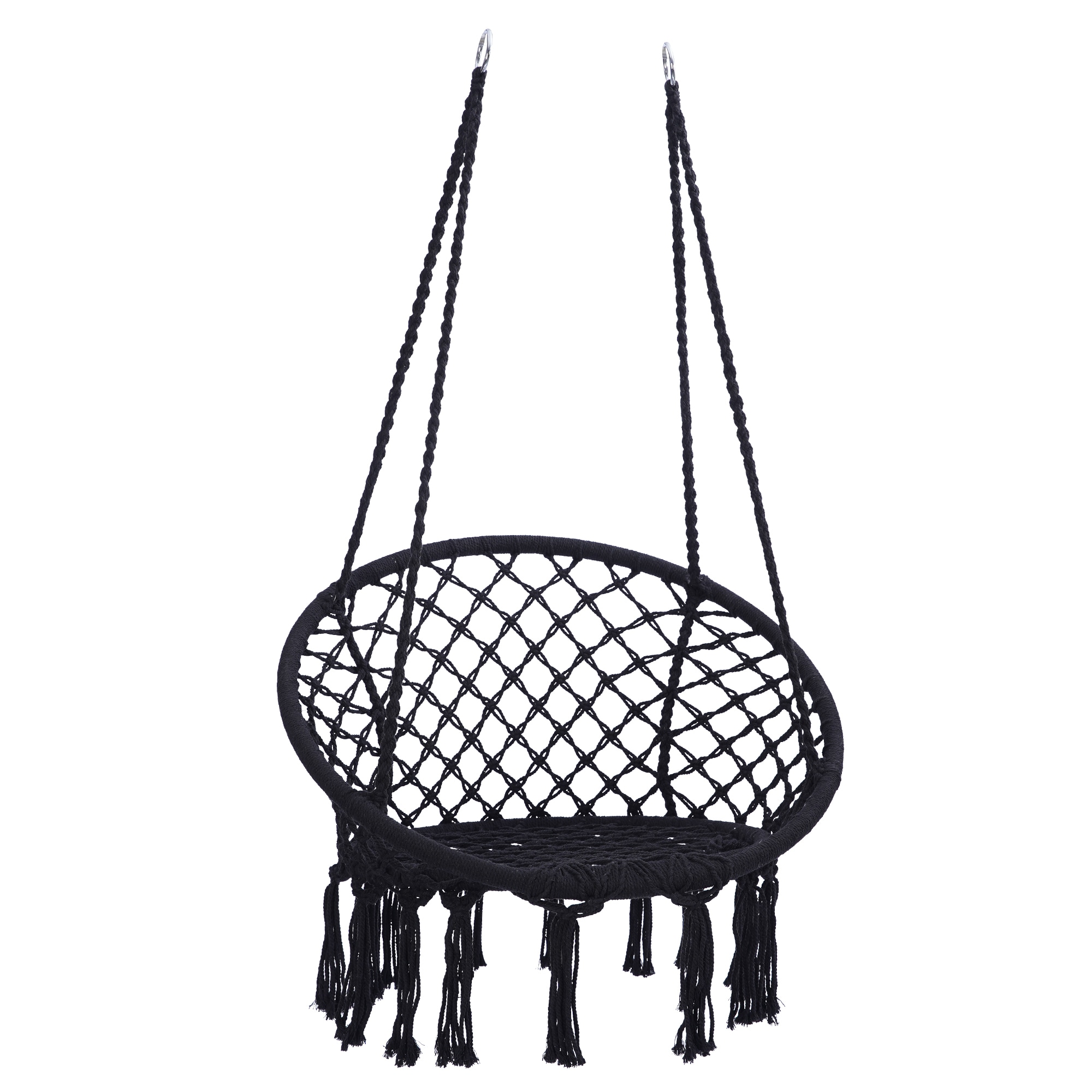 Miki Shinly BY-8658-02QI Hanging Cotton Rope Black Rope Hammock with Stand