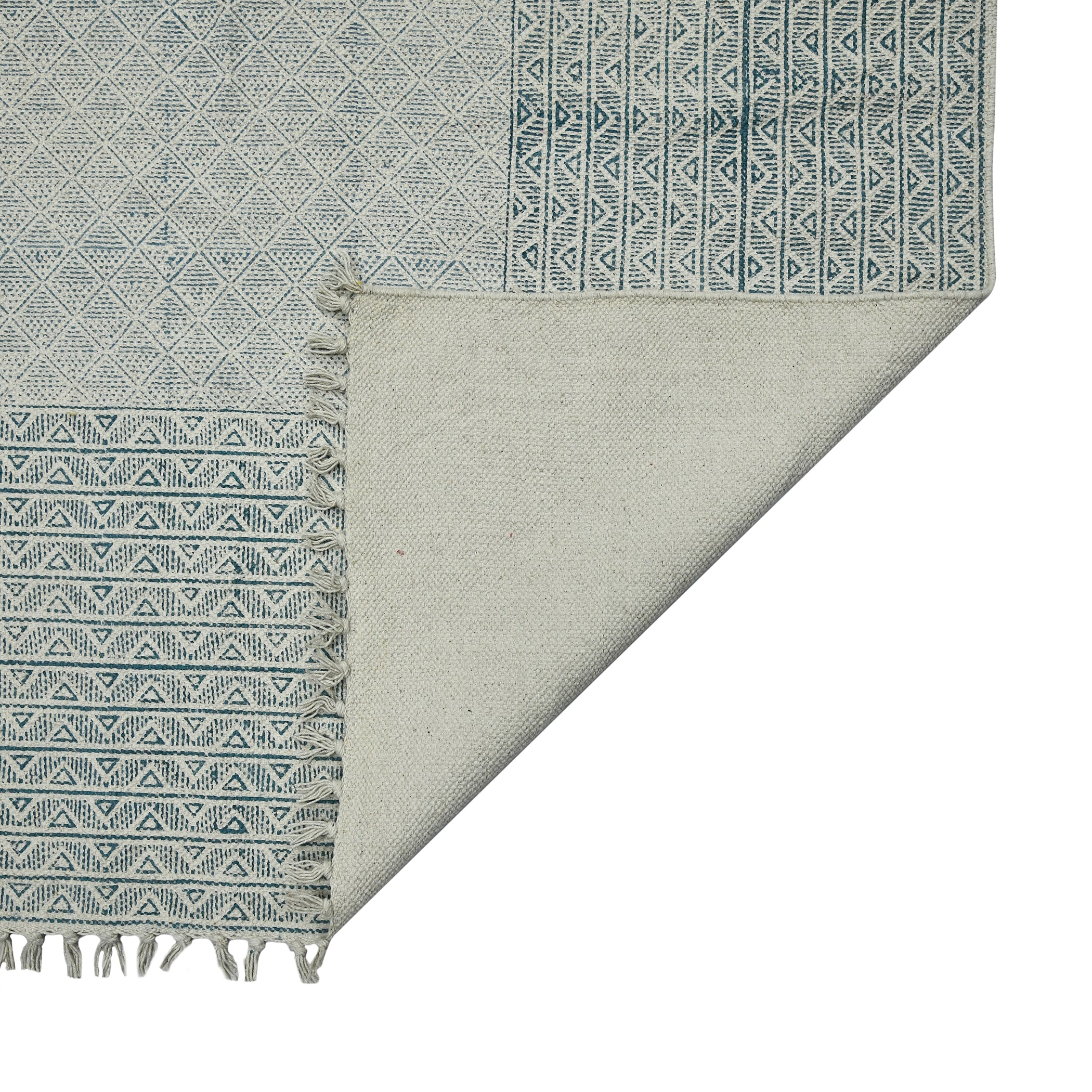 Dune Estra Blue Geometric Cotton Flatweave Rug