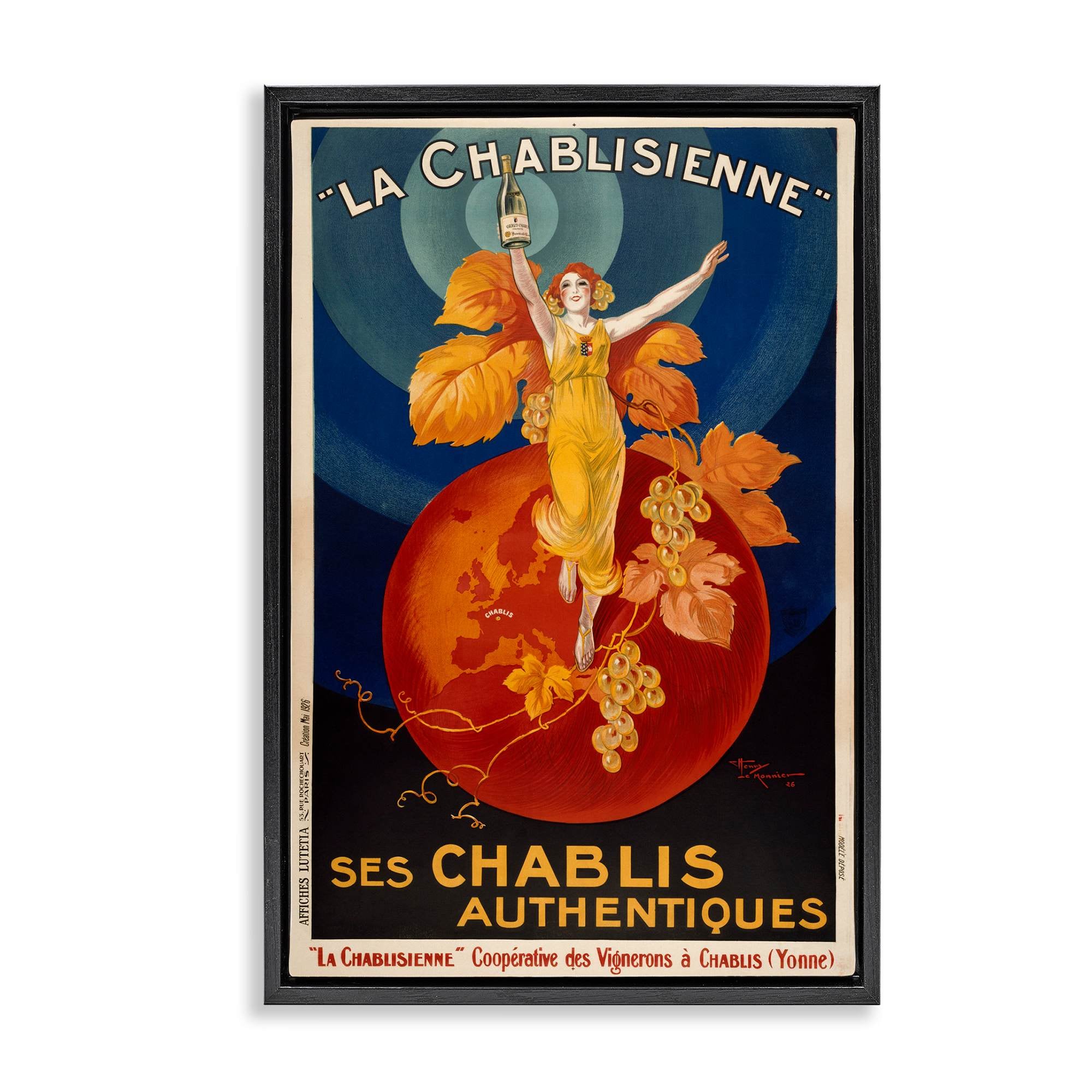 Stupell Industries BT-389-FFB-16X24 Vintage Champagne Advertisement Floating Frame design by Marcus Jules