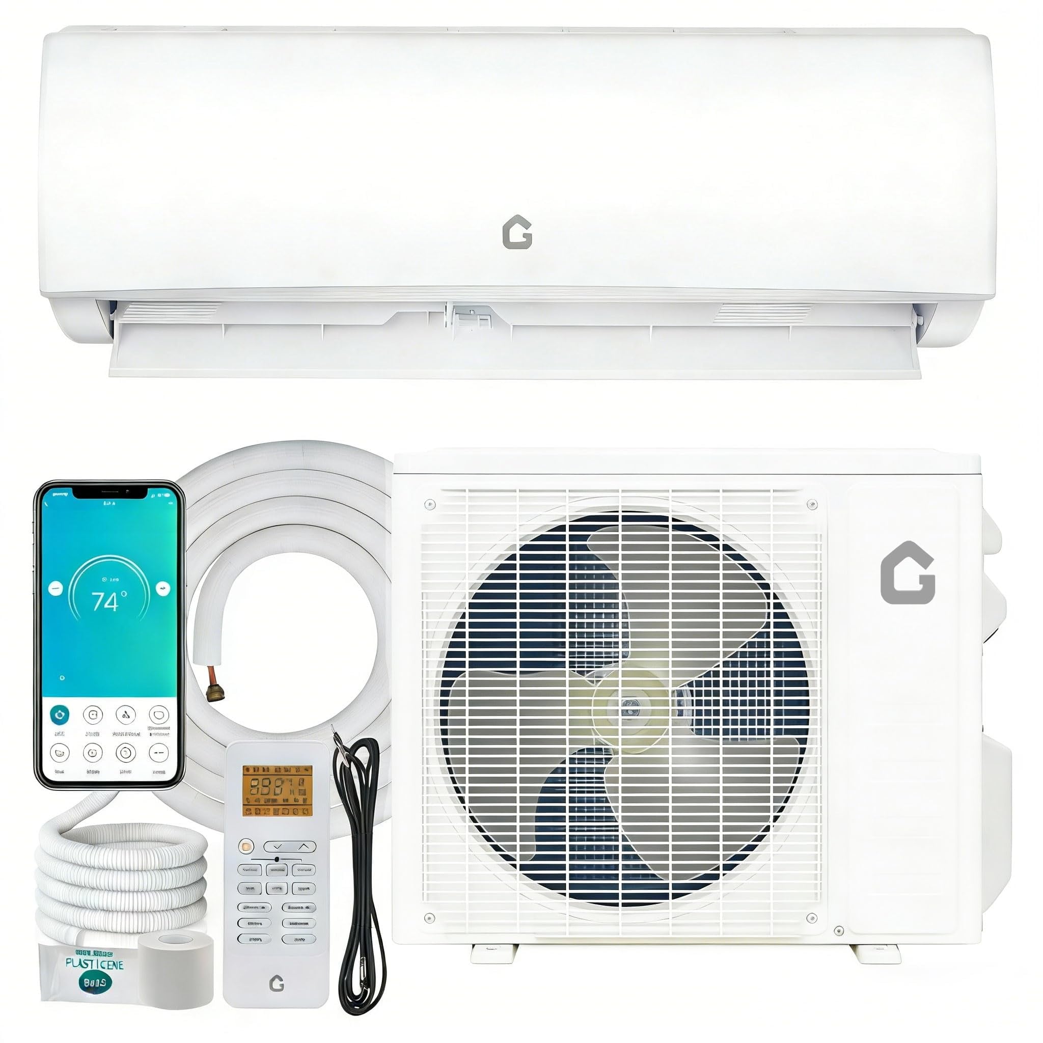 GAOMON 17000 BTU Mini Split Air Conditioner 230V WiFi Enabled Inverter AC and Heater Pump Cools 1250 Sq Ft Installation Kits Heat Pump Included