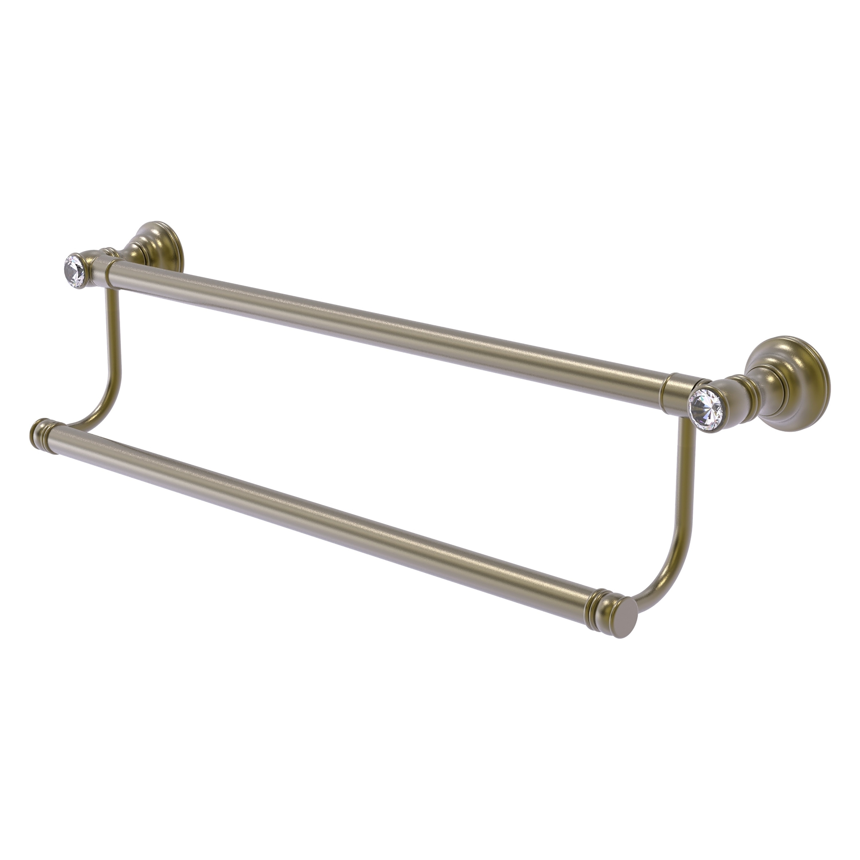Allied Brass CC-72-18-ABR Carolina Crystal 18-in double Antique Brass Wall mount Double Towel Bar
