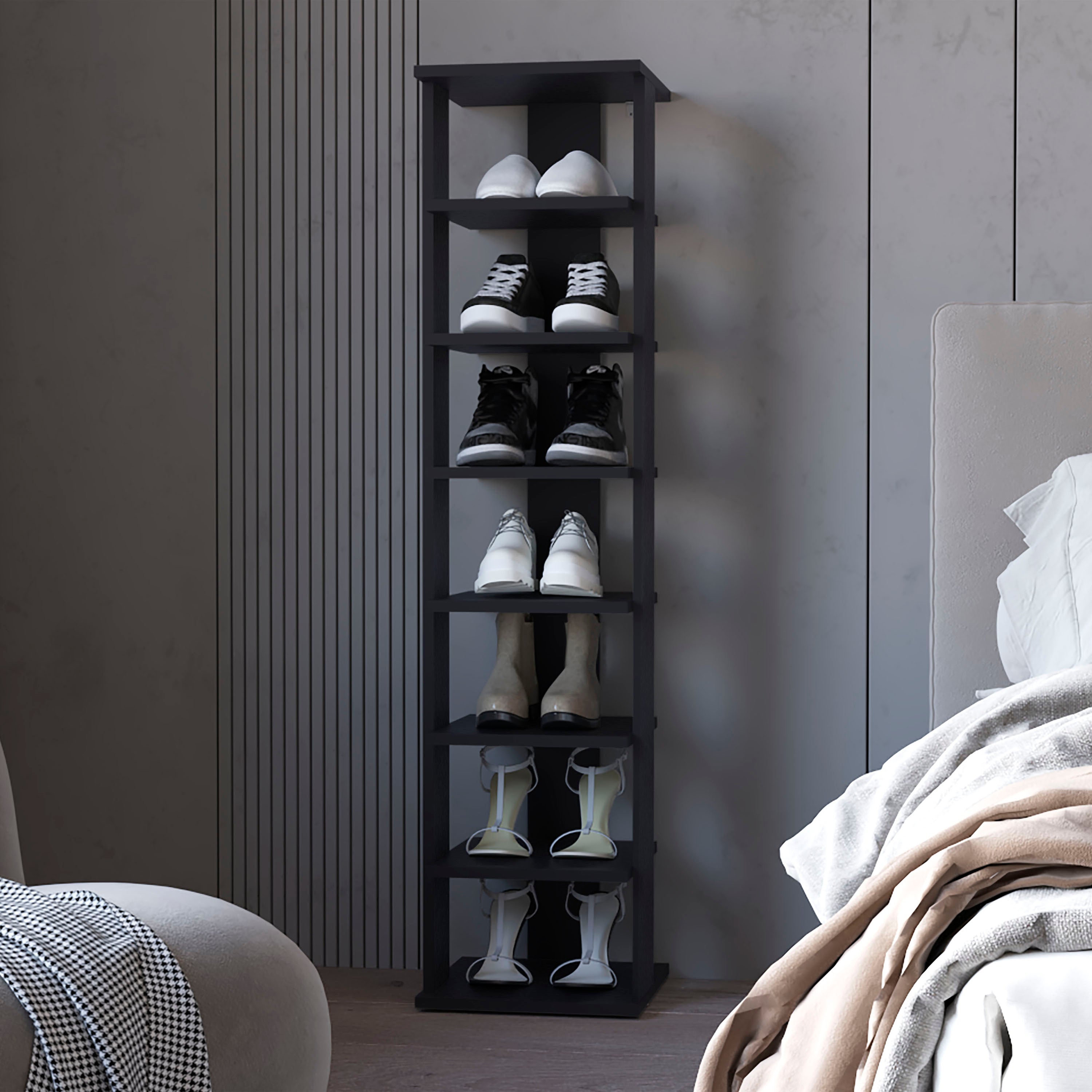 LOVMOR SF-H-B062P373789 Wenge 7-Tier Tall Vertical Shoe Rack
