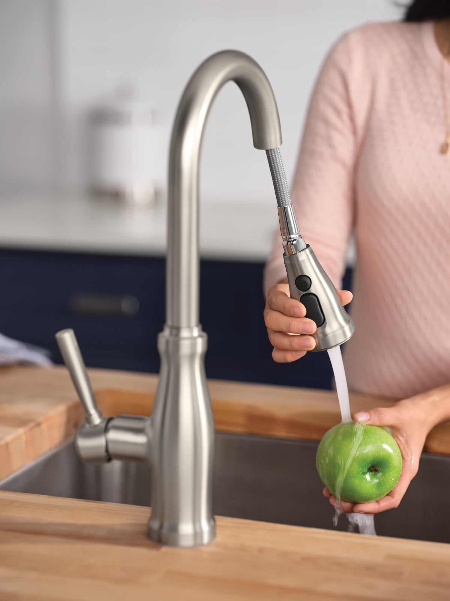 Spot Resist Stainless Steel Pull-Down Kitchen Faucet with Soap Dispenser
