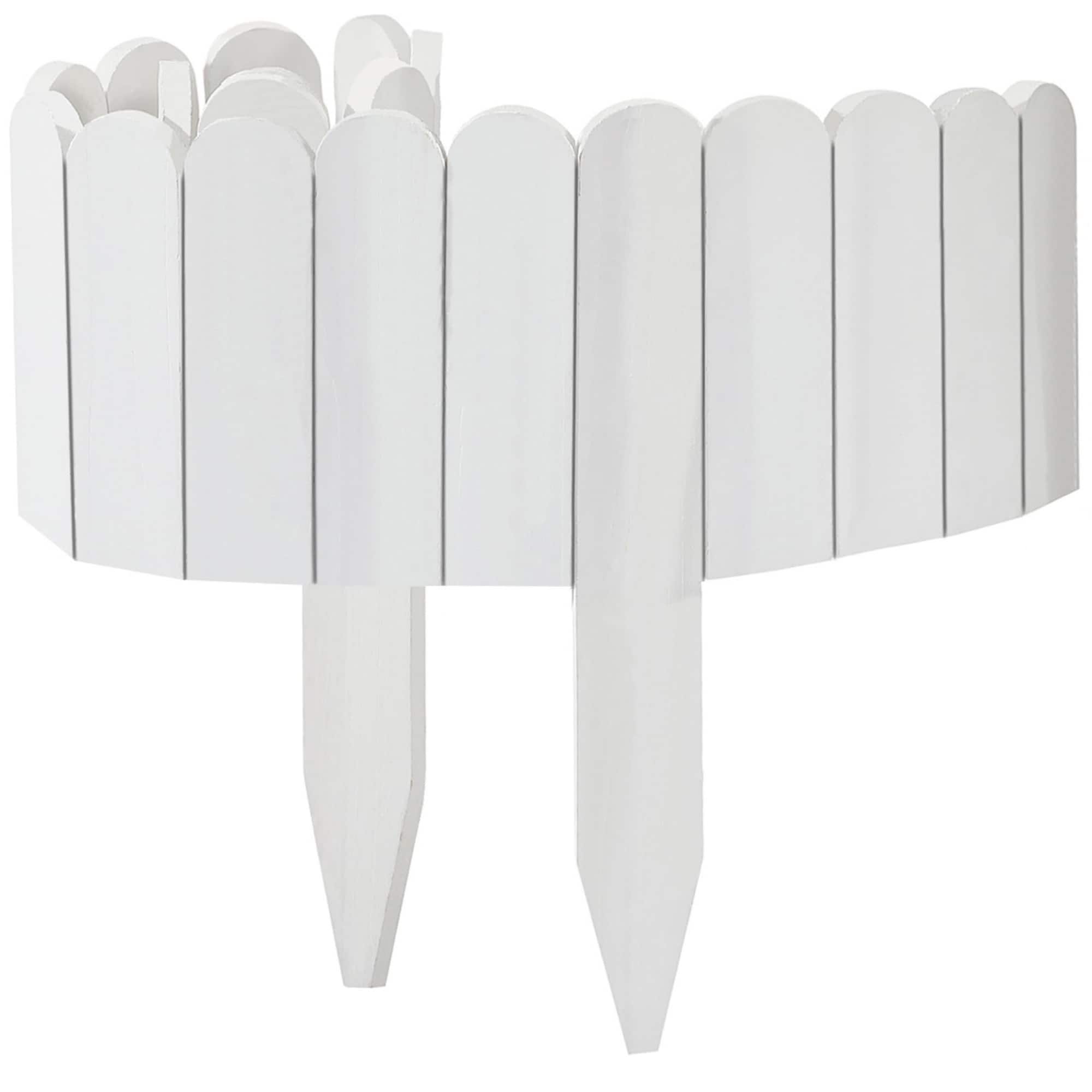Lukvuzo  2 pack wood landscape edging border 8 inch tall 40 inch wide flexible garden border white picket fence for lawn flower bed landscaping