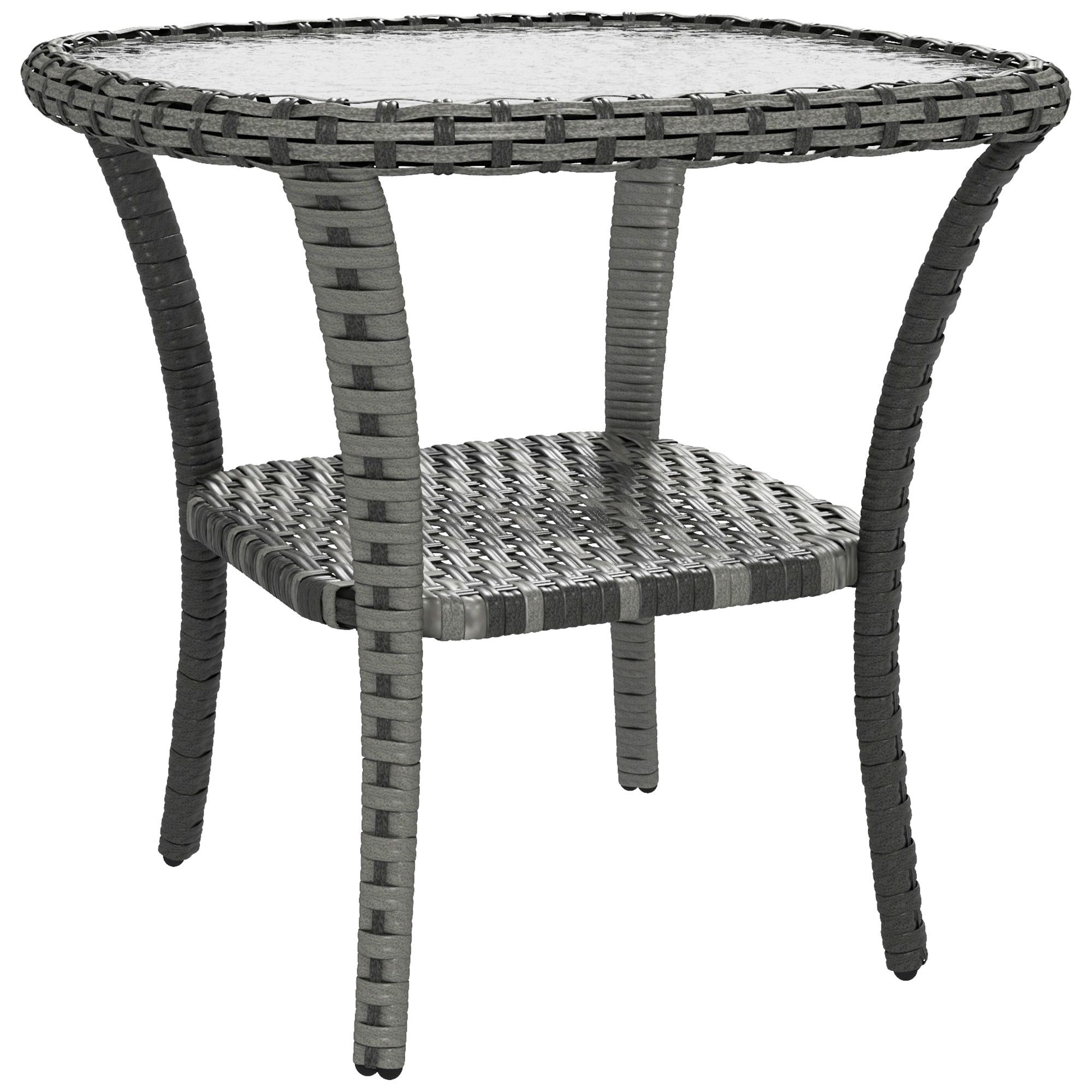 Miki Shinly AB-4030-113JJ Rattan Coffee Table Square Rattan Outdoor Coffee Table 19.7-in W x 19.7-in L