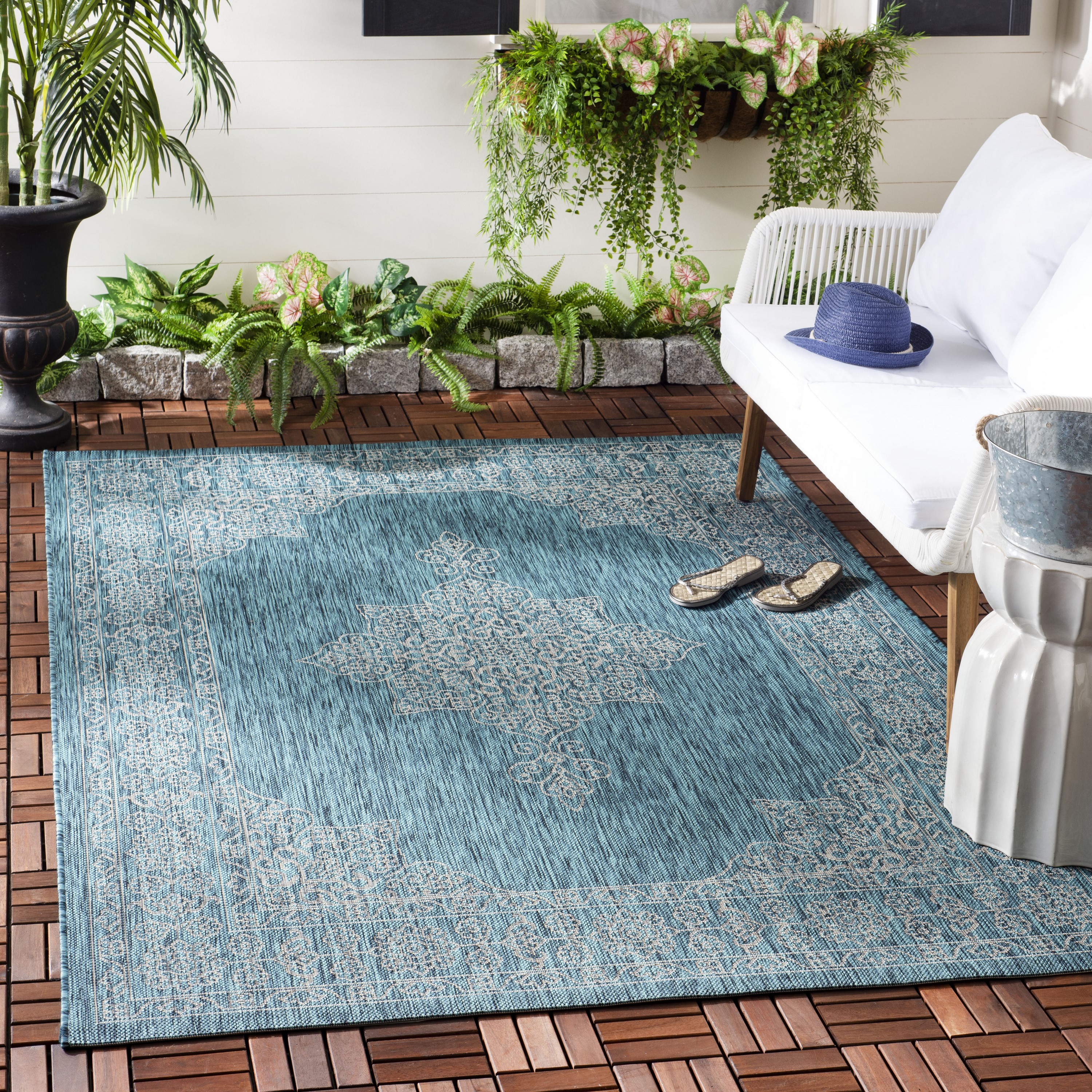 Safavieh Area Rug, Courtyard, Turquoise, 2' x 3'-7