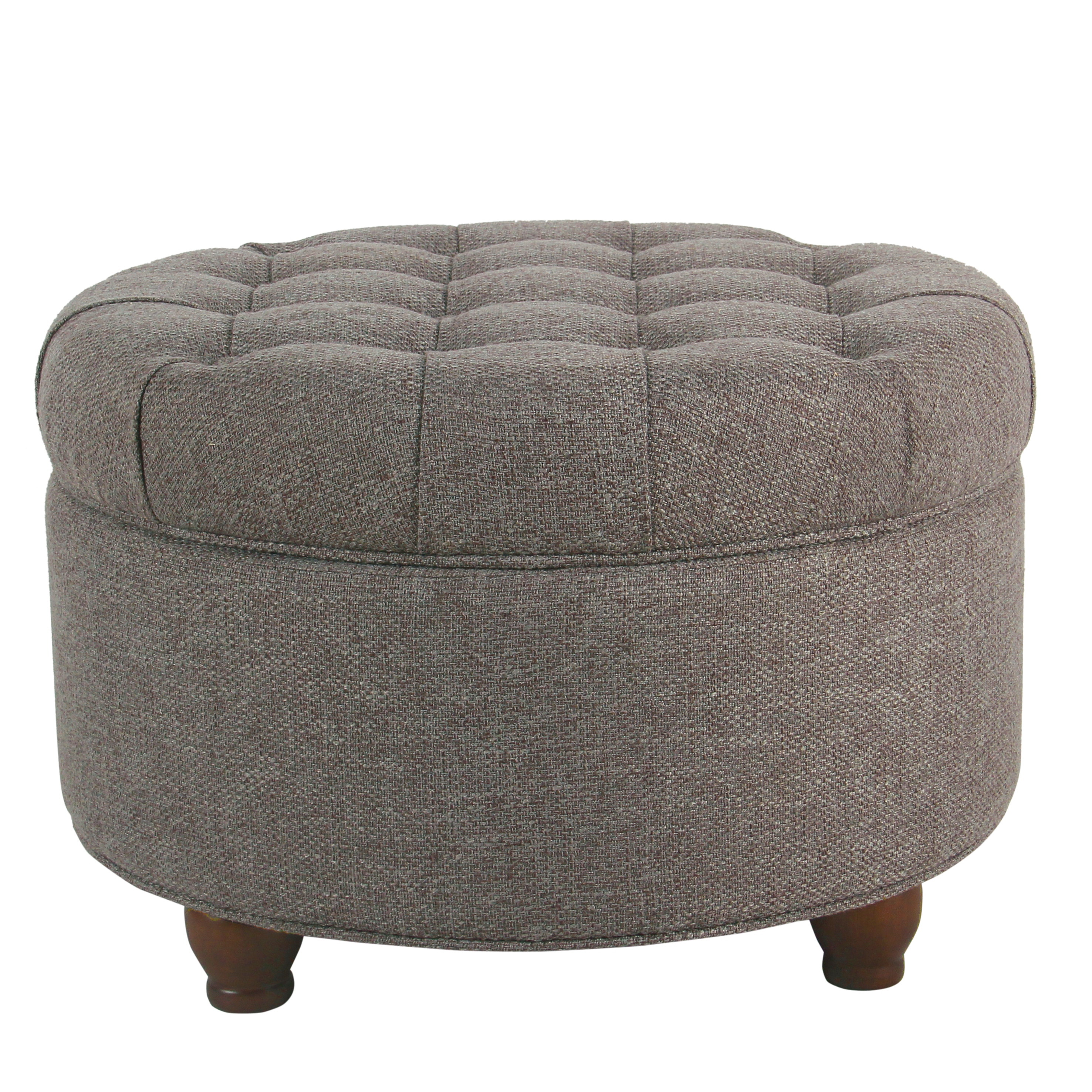 HomePop N8264-F2111 Casual Woven Solid Dark Gray Round Storage Ottoman