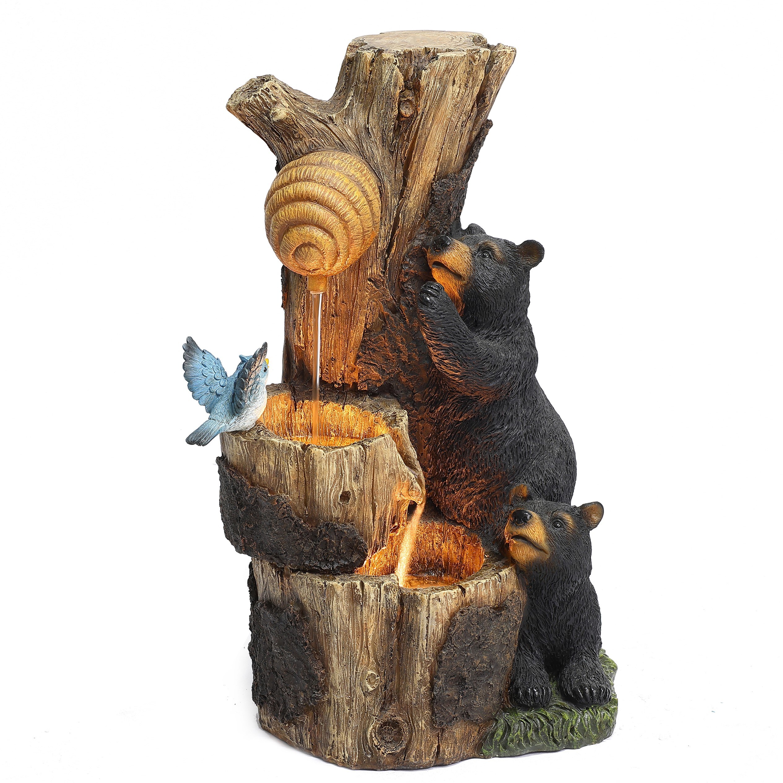 LuxenHome 21.85-in H Resin Fountain Statue Outdoor Fountain Pump ...