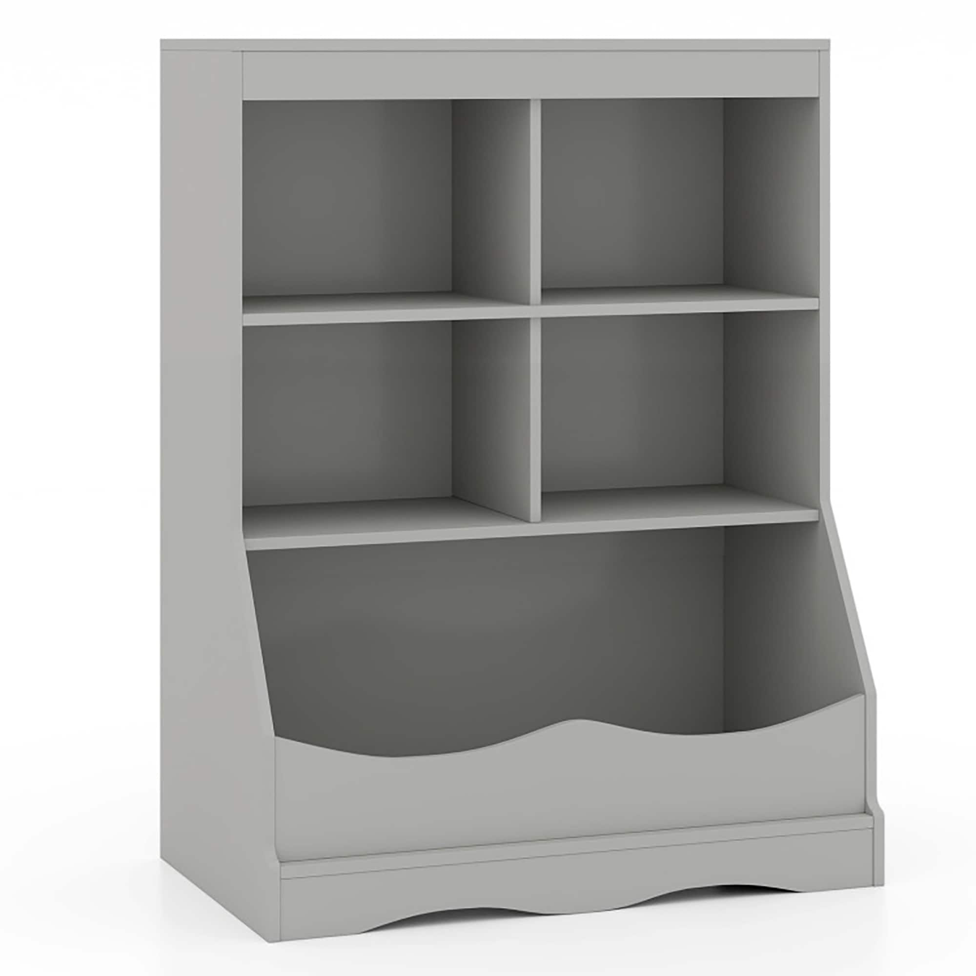 Boyel Living HYSN-64061GR 3-Tier Gray Children's Multi-Functional Durable Bookcase Toy Storage Bin Floor Cabinet