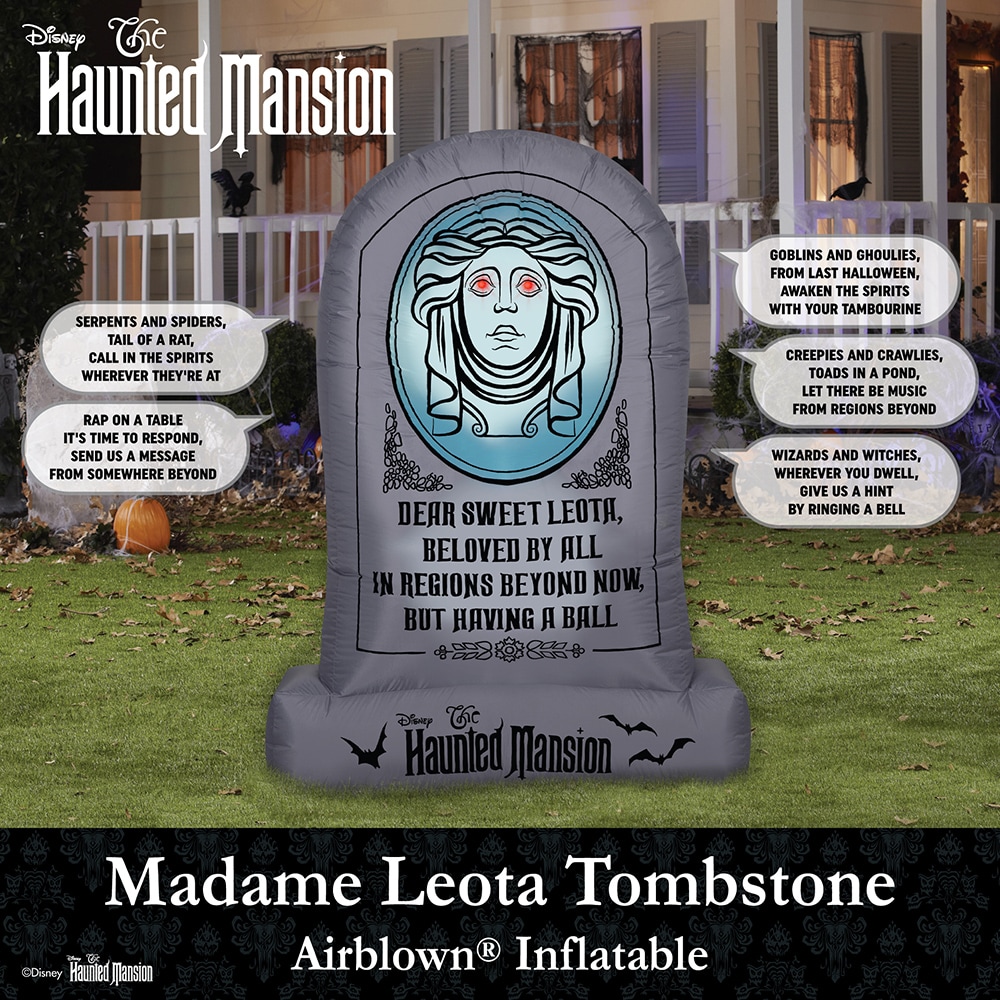 Disney 6ft Lighted Madame Leota Tombstone Inflatable in the Outdoor