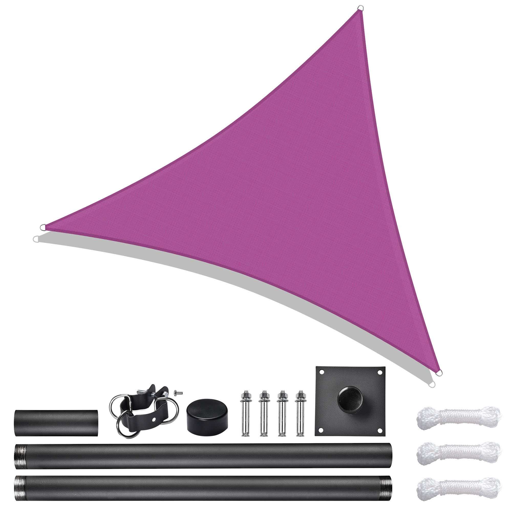 Yescom 07SSSSET009-22-8F-LO 22Ft Triangle Sun Shade Sail Canopy Awning 8Ft Detachable Pole Kit Outdoor
