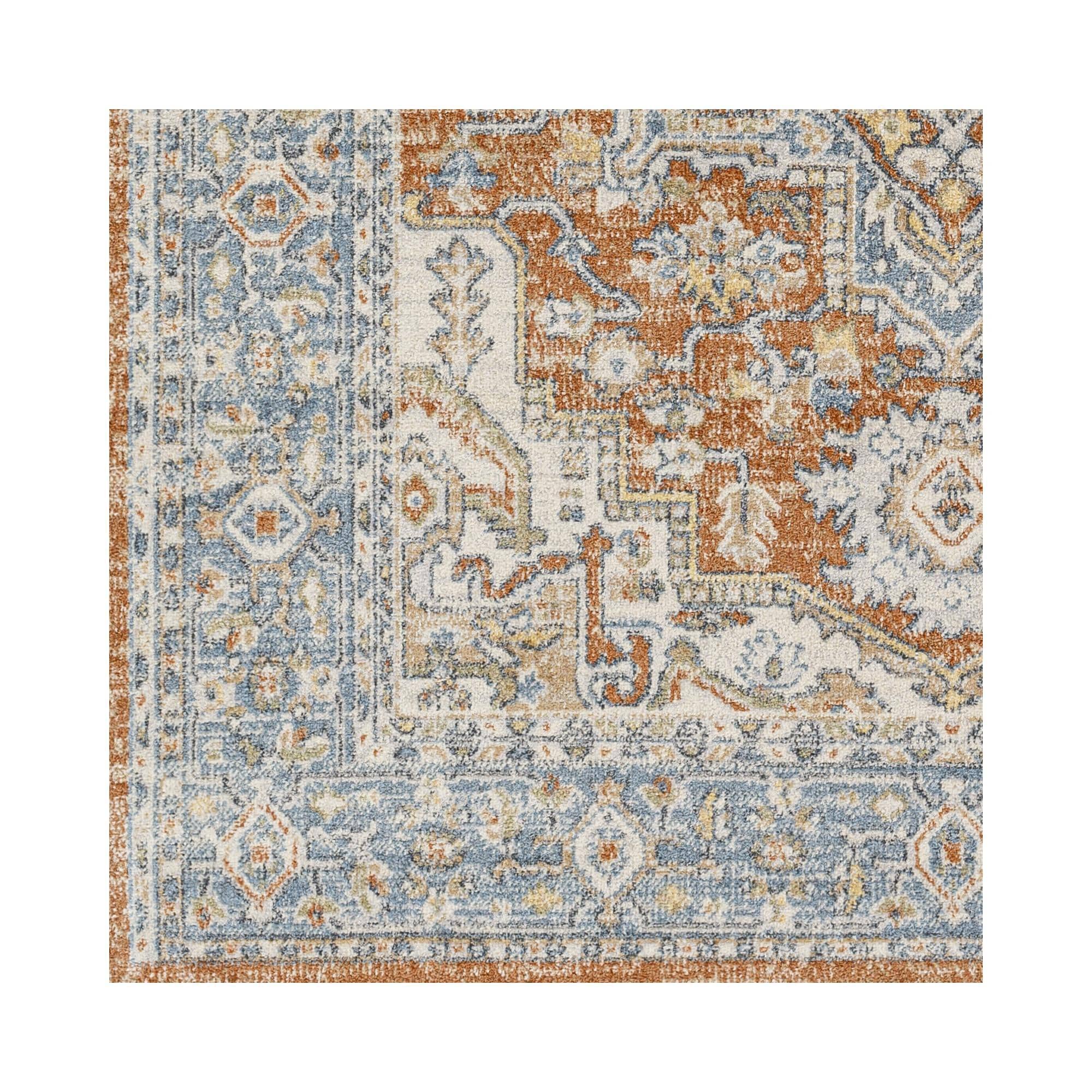 Blue Rectangular Synthetic Easy Care Washable Rug
