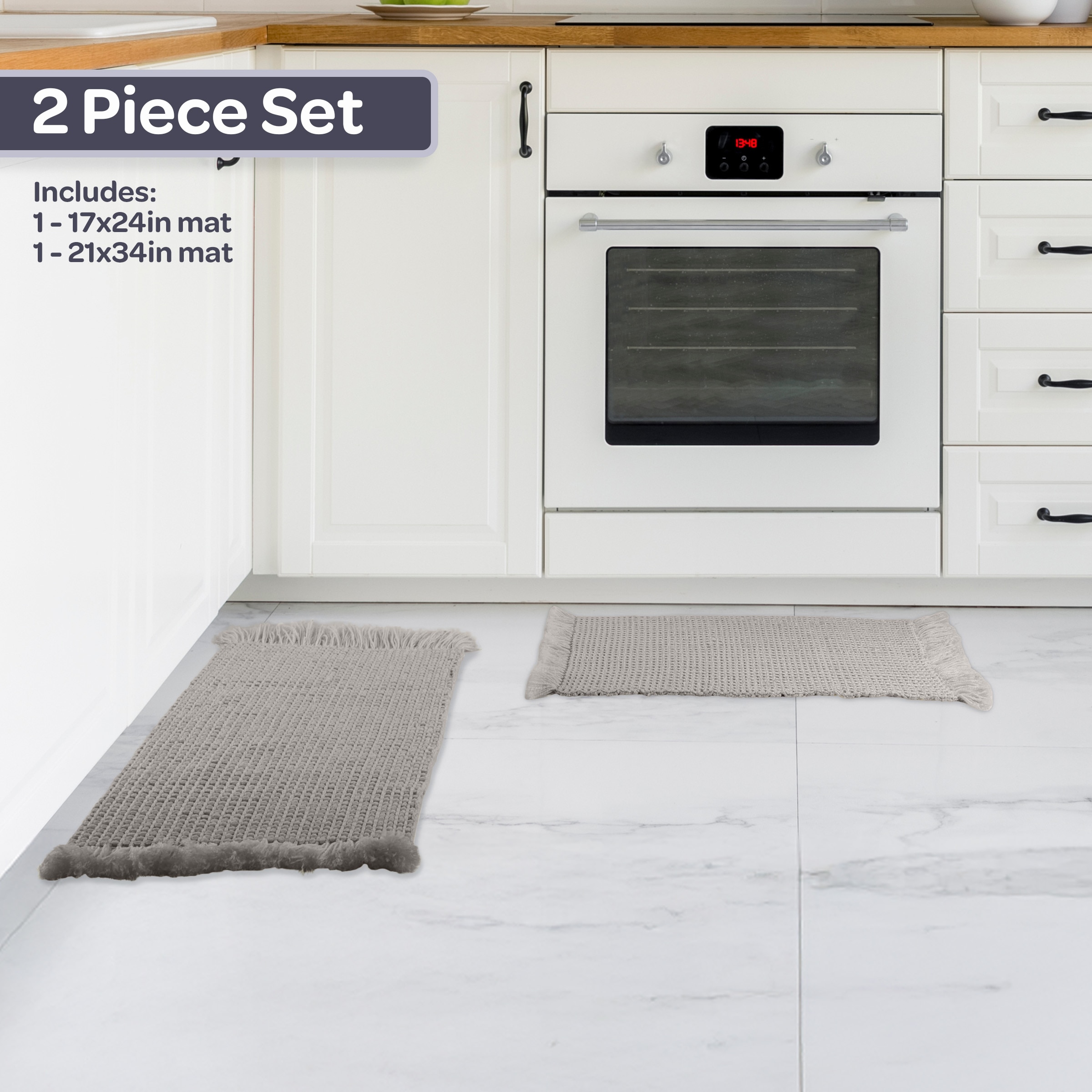 Lavish Home ST-BATH3-GRY Bath-Rugs - View #2