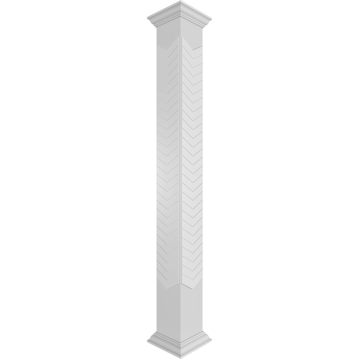 Ekena Millwork CC1008ENCVDCRCR Chevron Modern Fretwork 10-Inches L x 8-Feet Unfinished PVC Column Wrap