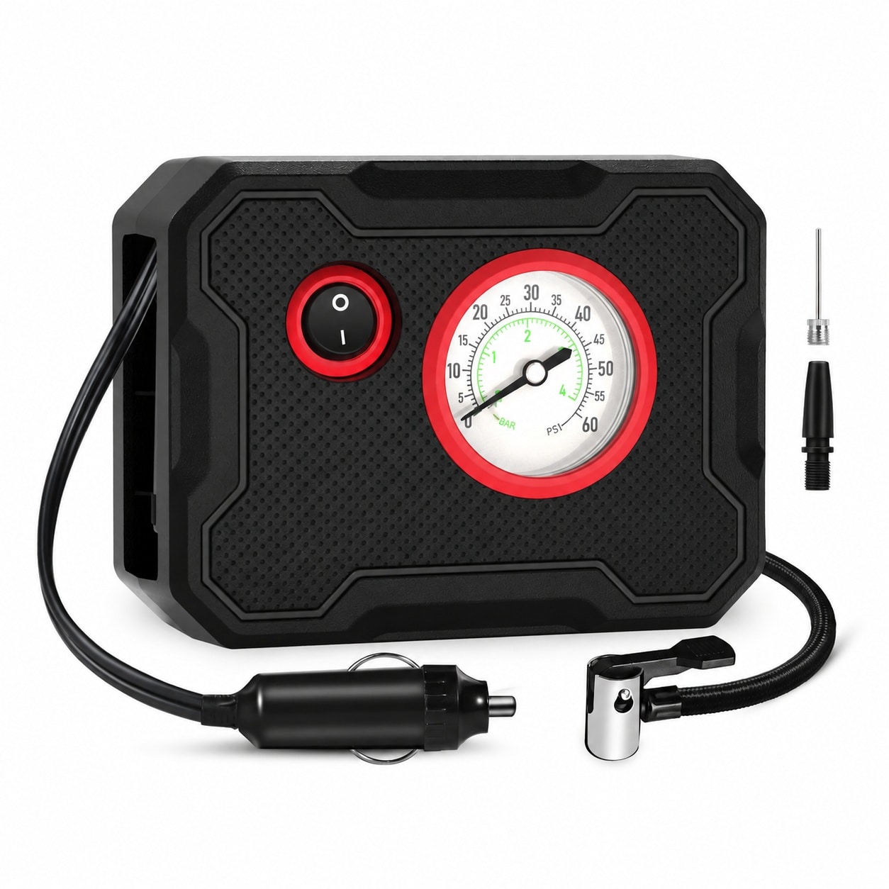 AKSCYZM  12V Tire Inflator Portable Air Compressor with Display Gauge LED Light Compact Lightweight Car Air Pump for Car Tires Bike Motorcycle