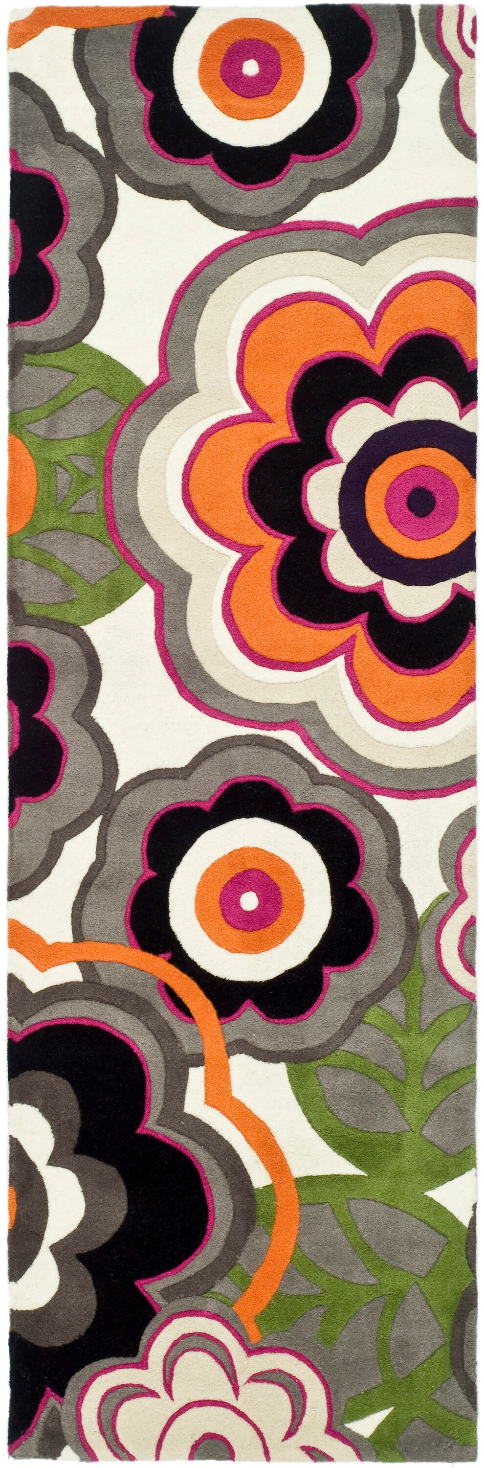 Multicolor Floral Hand-Tufted Wool and Viscose Runner Rug