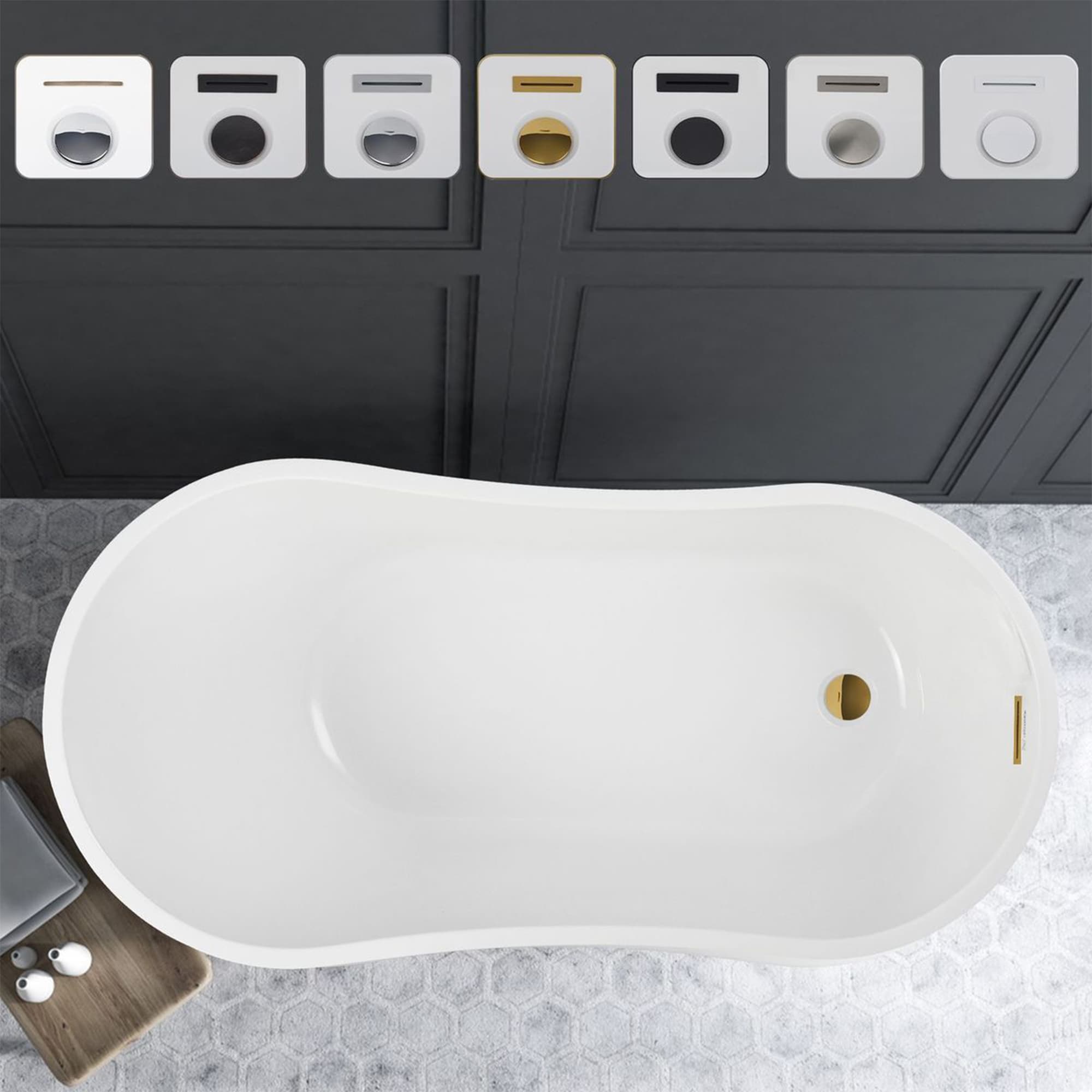Maya 55" White Freestanding Acrylic Soaking Bathtub