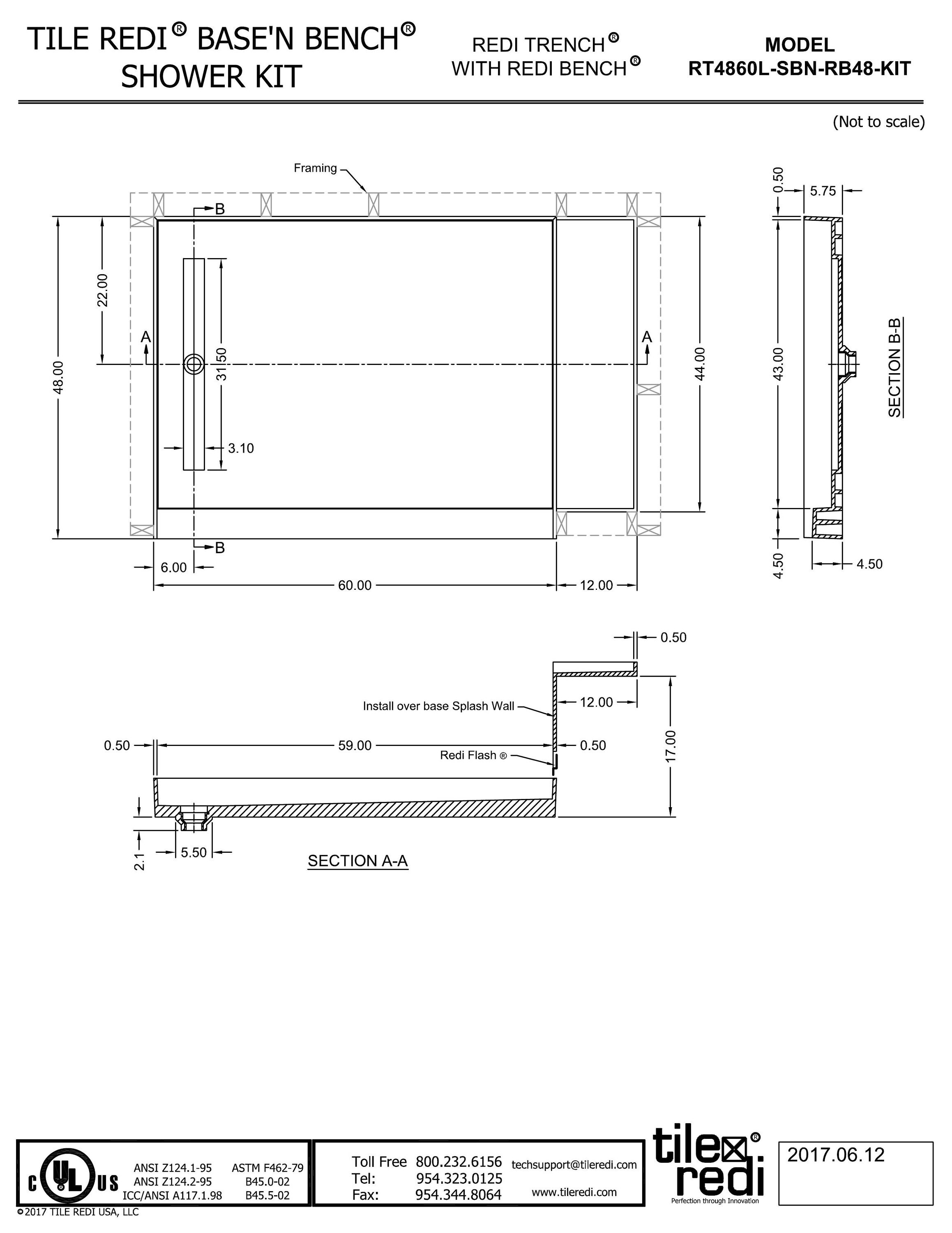 Tile Redi RT4860L-SBN-RB48-KIT Shower-Floors - View #9