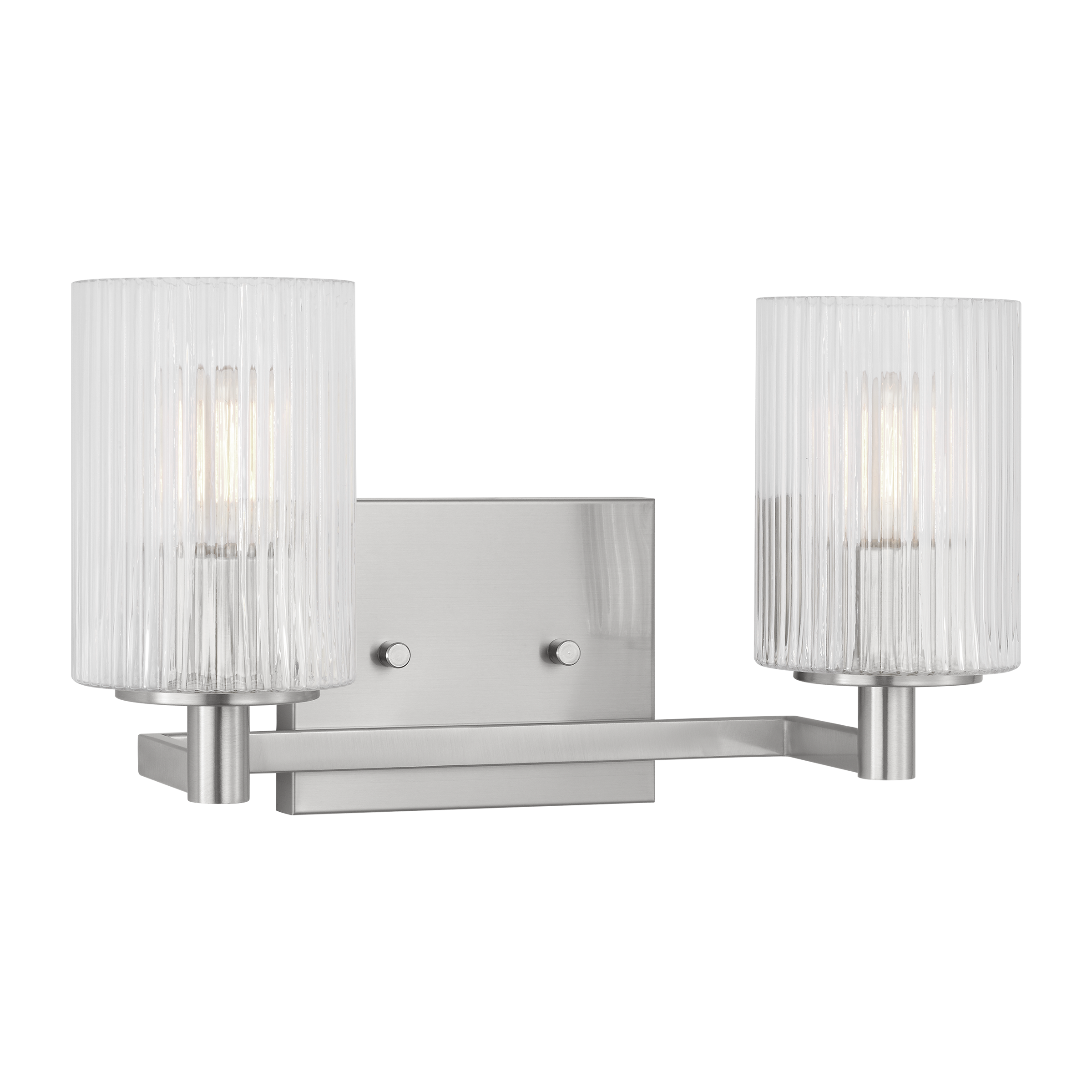 Generation Lighting GLV1042BS Lando 14.25-in 2 -Light Brushed Steel Transitional Vanity light
