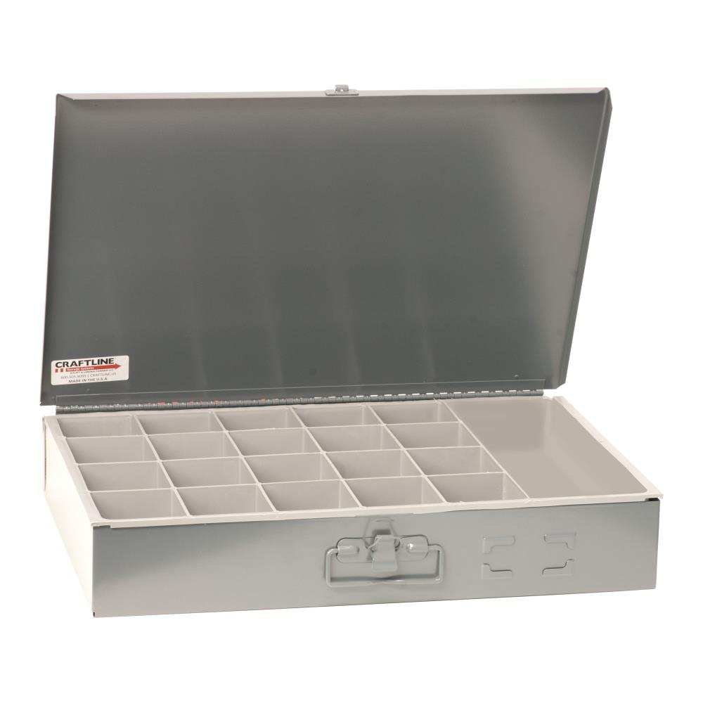 Craftline 18-in W x 3-in H x 12-in D Steel Adjustable Compartment Box with Dividers Grey | PL-AJP