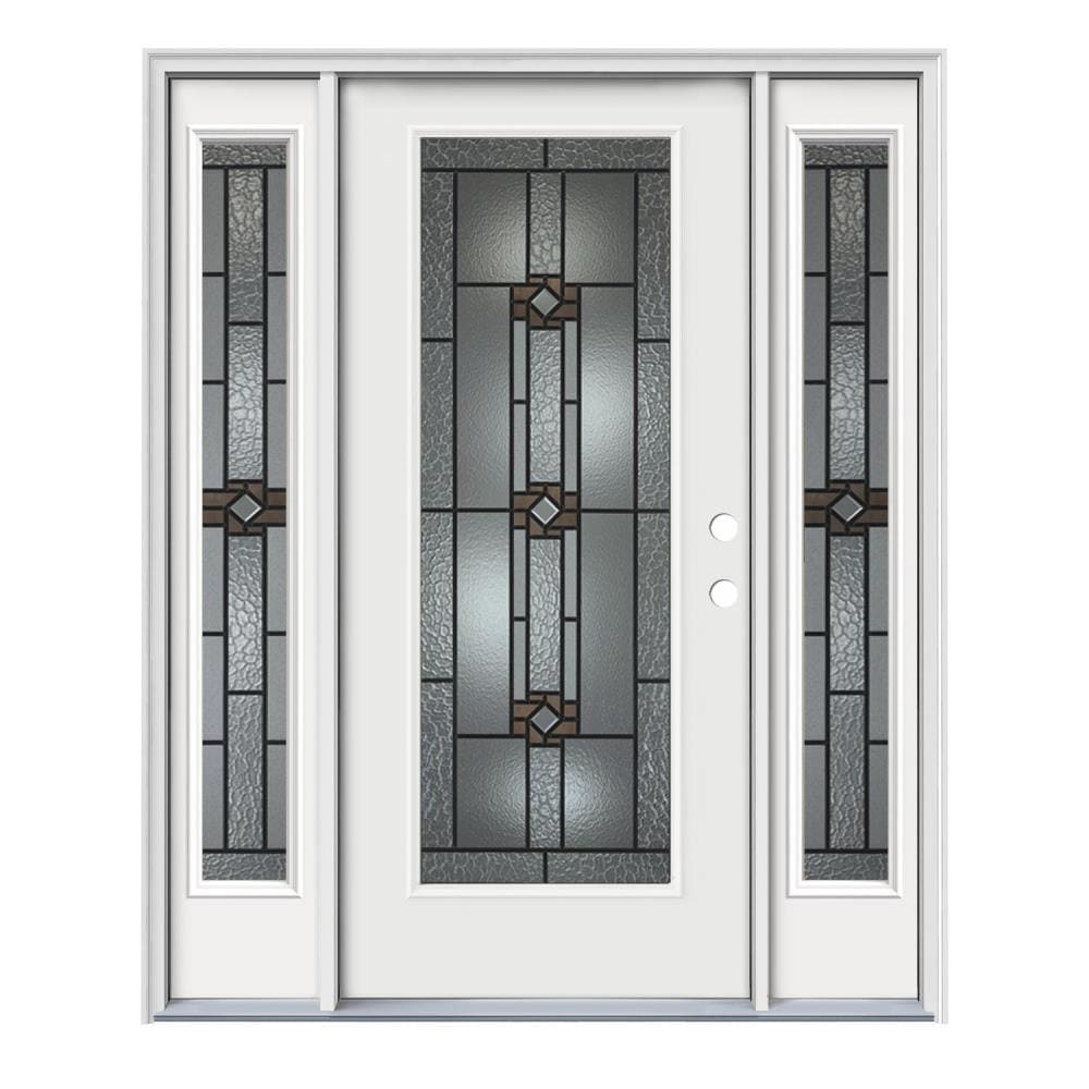 JELD-WEN Sonora 64-in x 80-in Steel Full Lite Left-Hand Inswing Modern  White Painted Prehung Single Front Door with Sidelights with Brickmould  Insulating Core in the Front Doors department at Lowes.com