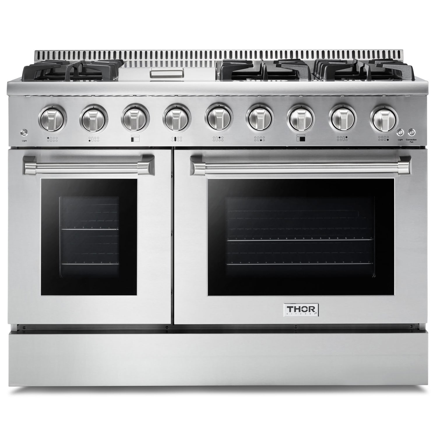 in Stainless Steel Freestanding Gas Range with 4 Burners Continuous Cast Iron Grates Thor Kitchen 24 in LRG2401U 3.7 Cu Ft 