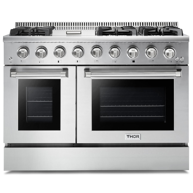 Thor Kitchen 48-in 6 Burners 4.2-cu ft / 2.5-cu ft Convection Oven  Freestanding Double Oven Gas Range (Stainless Steel) in the Double Oven Gas  Ranges department at Lowes.com