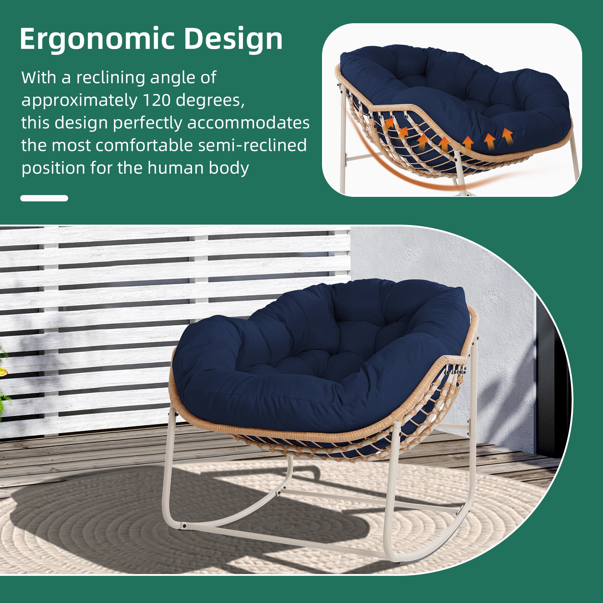 UPHA Y5BE-2AC-NAVYBLUE Patio-Chairs - View #5