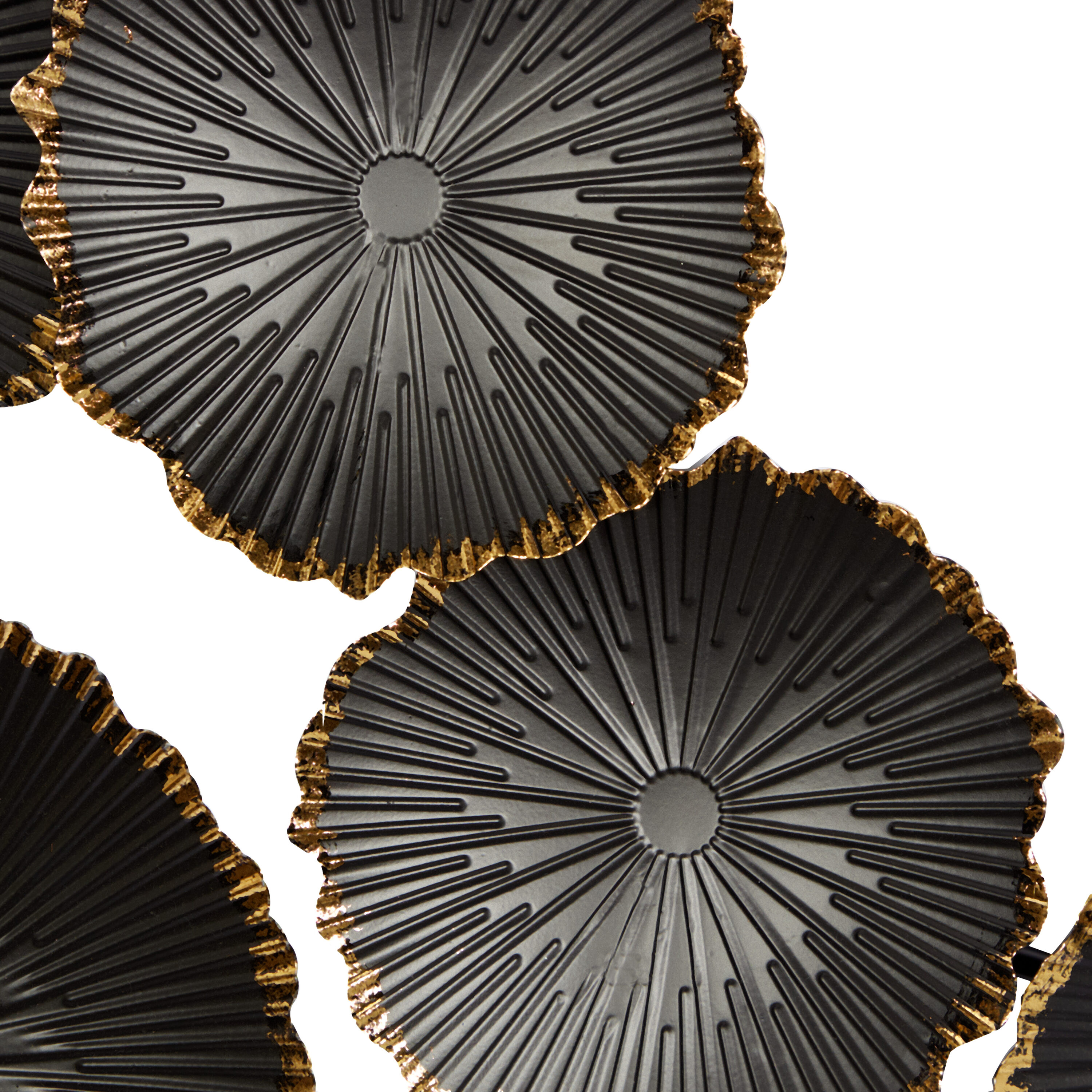 Black and Gold Circular Iron Wall Sculpture with Matte Finish